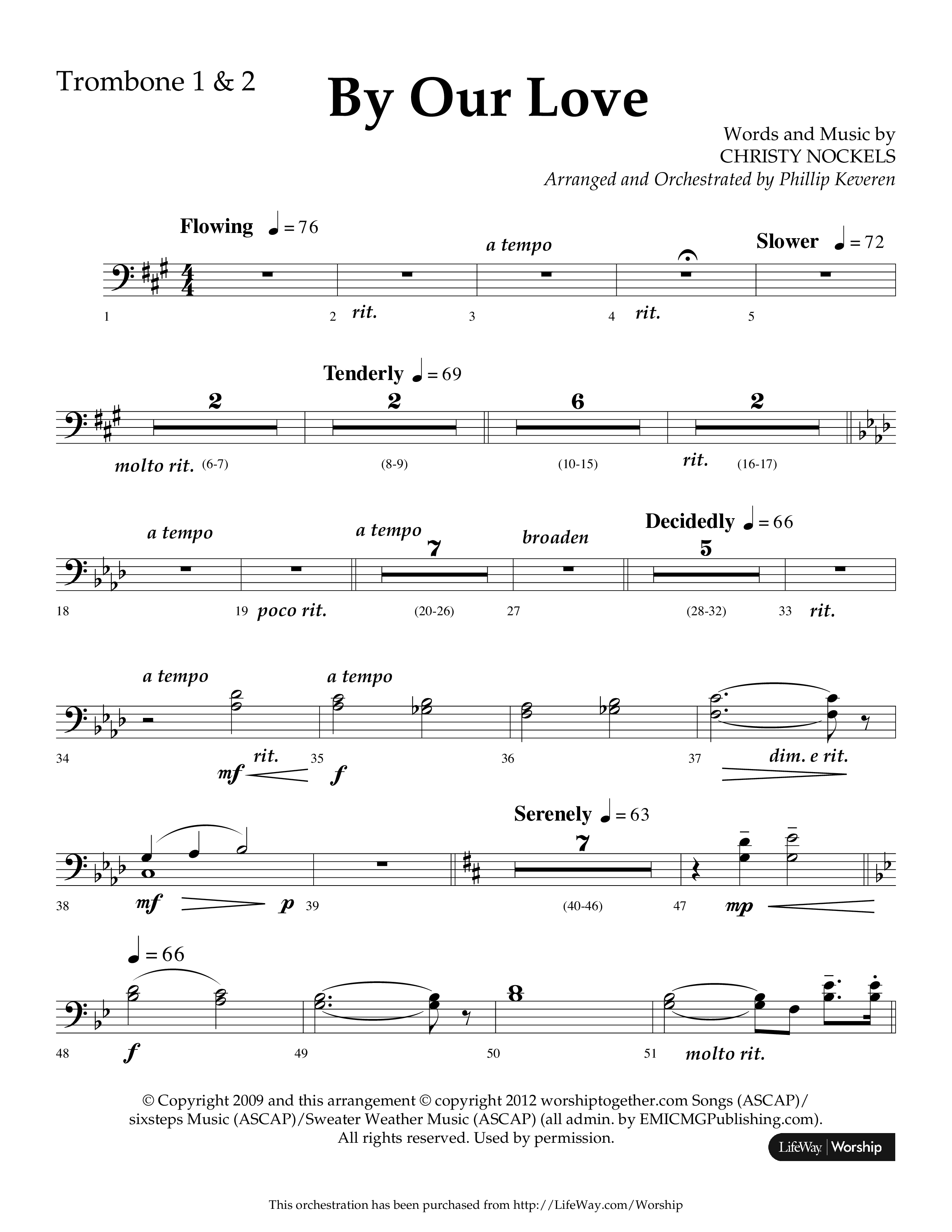 By Our Love (Choral Anthem SATB) Trombone 1/2 (Lifeway Choral / Arr. Phillip Keveren)