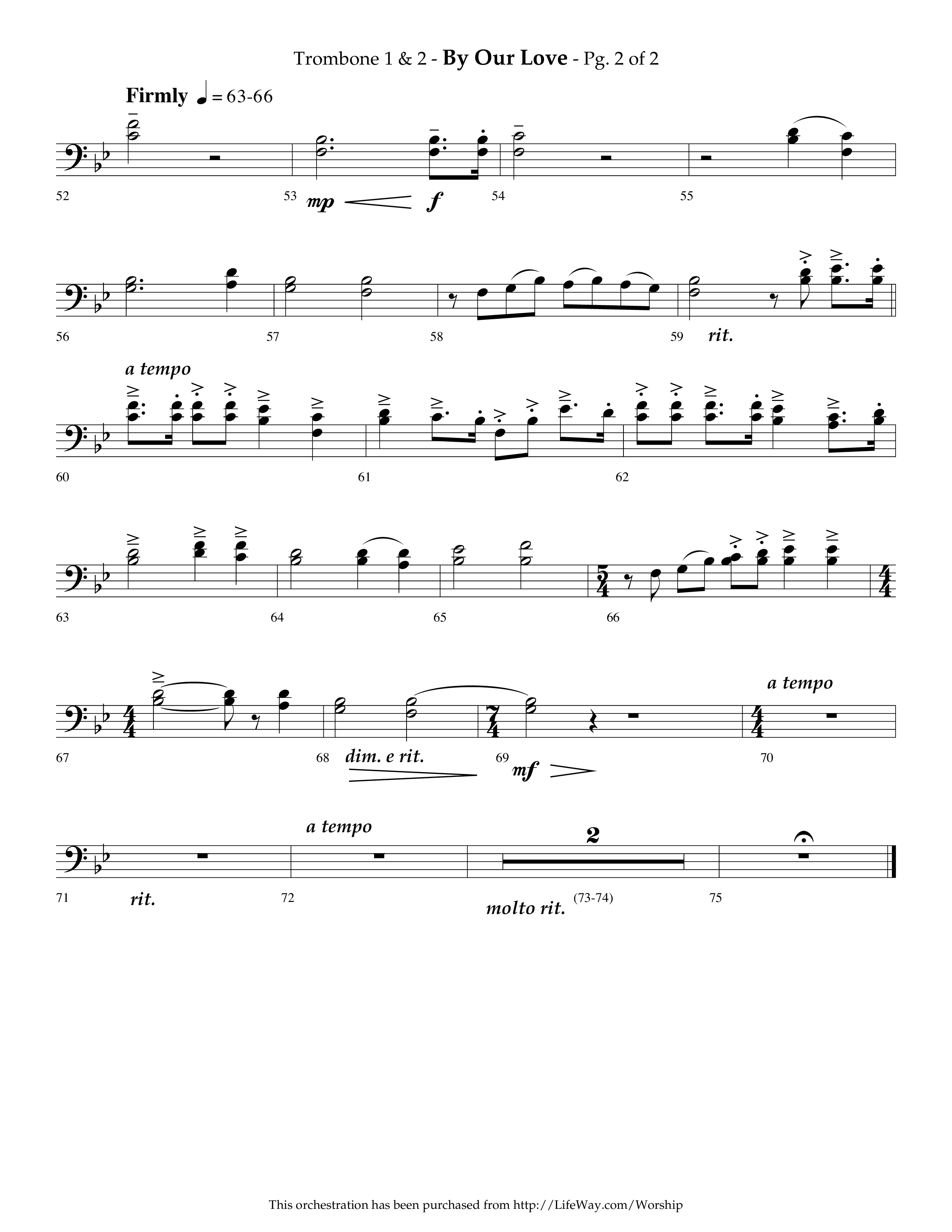 By Our Love (Choral Anthem SATB) Trombone 1/2 (Lifeway Choral / Arr. Phillip Keveren)