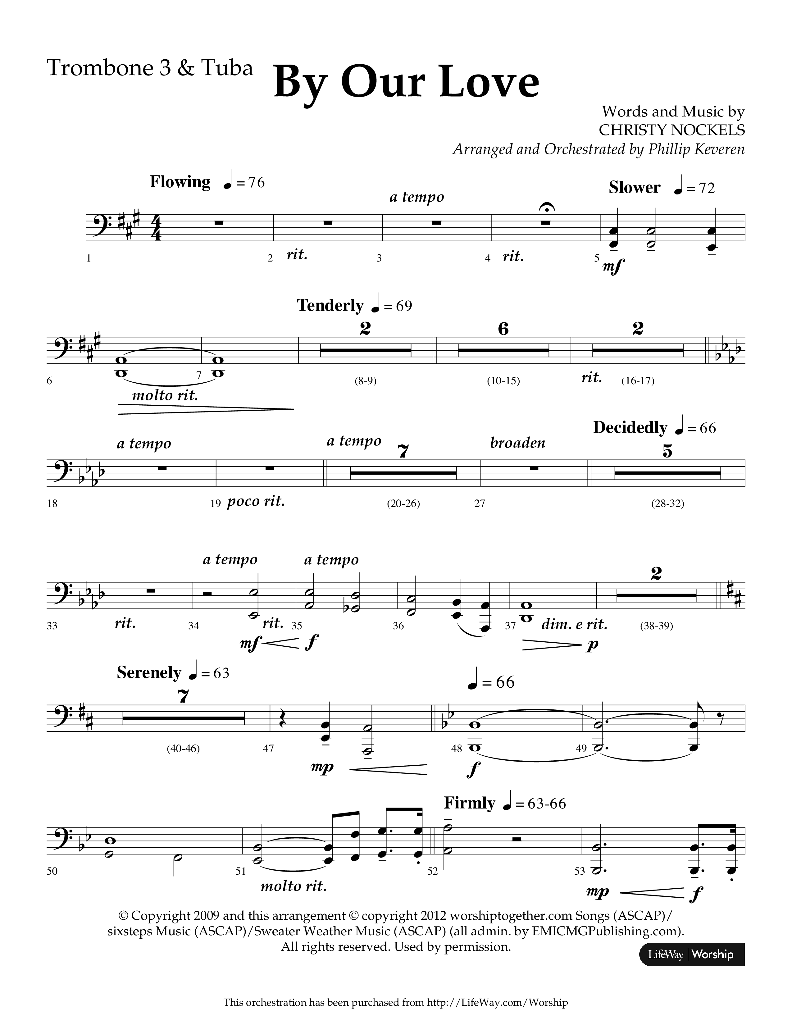 By Our Love (Choral Anthem SATB) Trombone 3/Tuba (Lifeway Choral / Arr. Phillip Keveren)