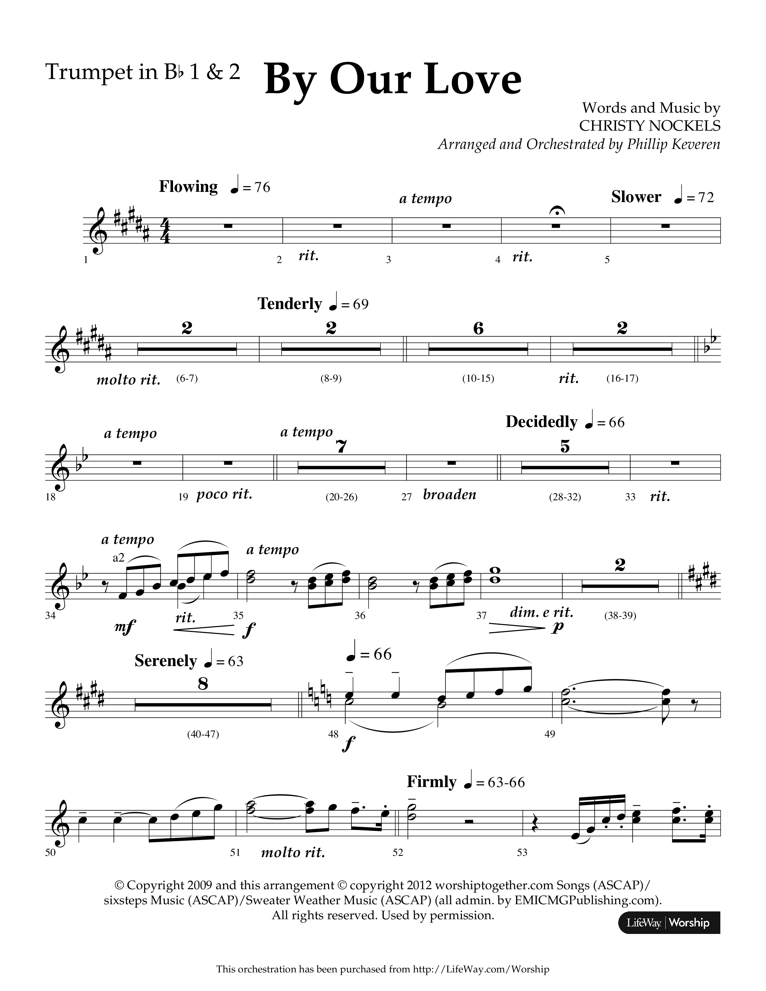 By Our Love (Choral Anthem SATB) Trumpet 1,2 (Lifeway Choral / Arr. Phillip Keveren)