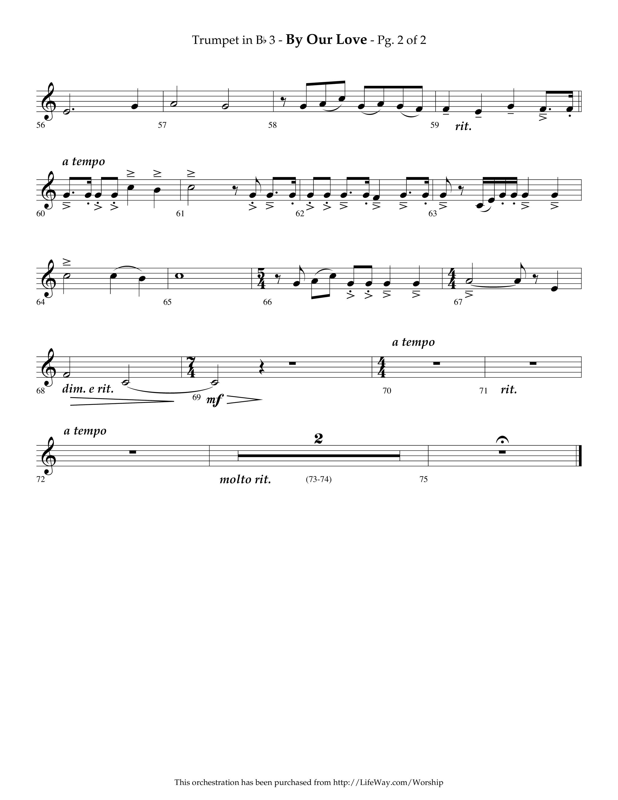 By Our Love (Choral Anthem SATB) Trumpet 3 (Lifeway Choral / Arr. Phillip Keveren)