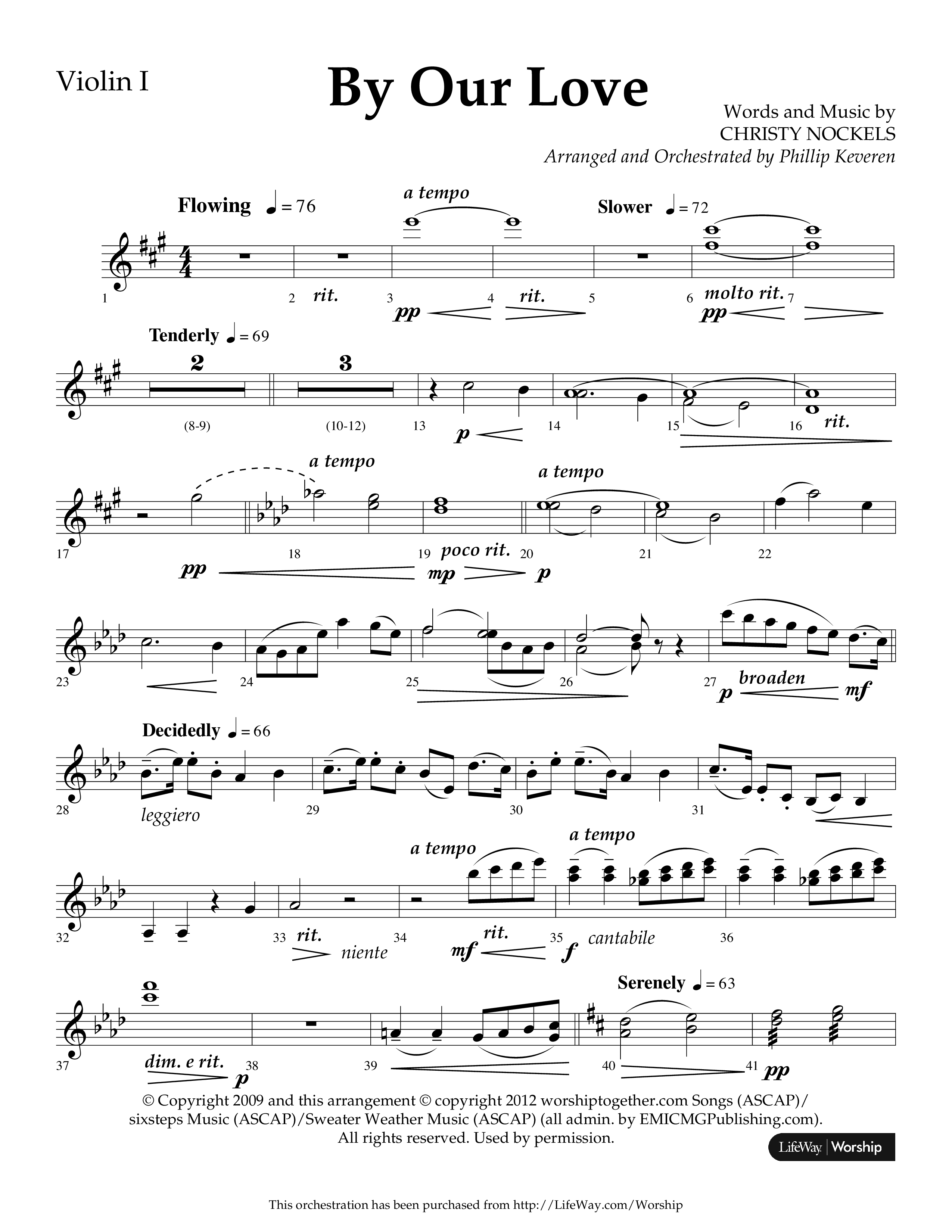 By Our Love (Choral Anthem SATB) Violin 1 (Lifeway Choral / Arr. Phillip Keveren)