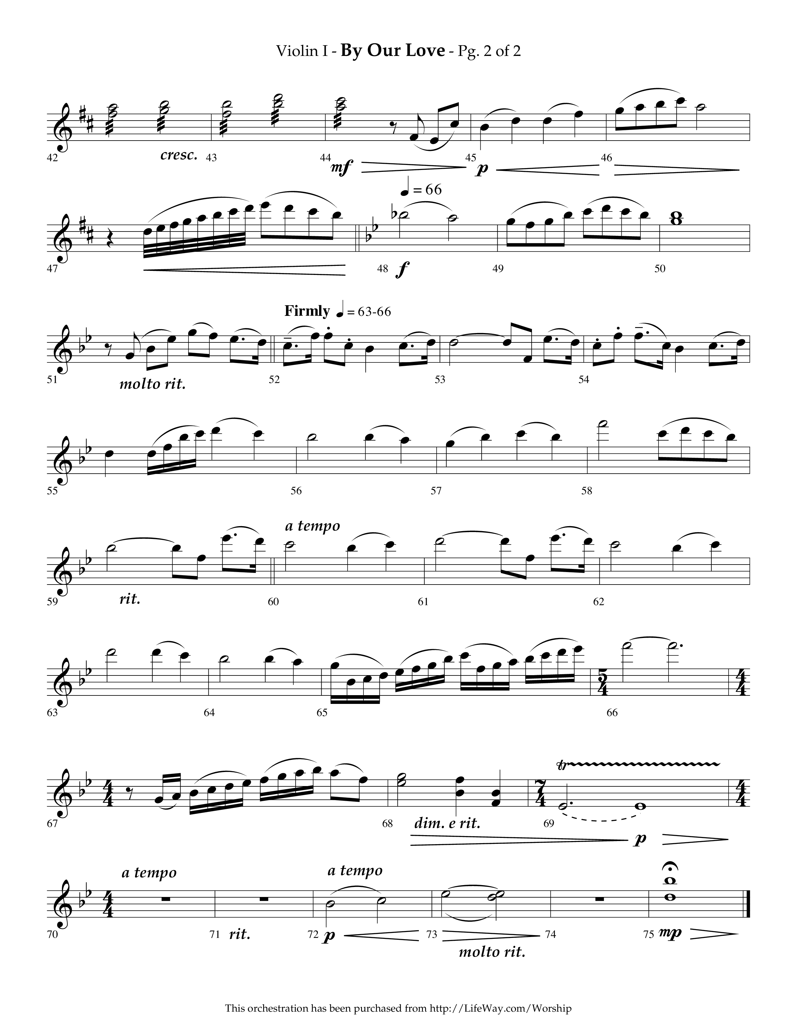 By Our Love (Choral Anthem SATB) Violin 1 (Lifeway Choral / Arr. Phillip Keveren)