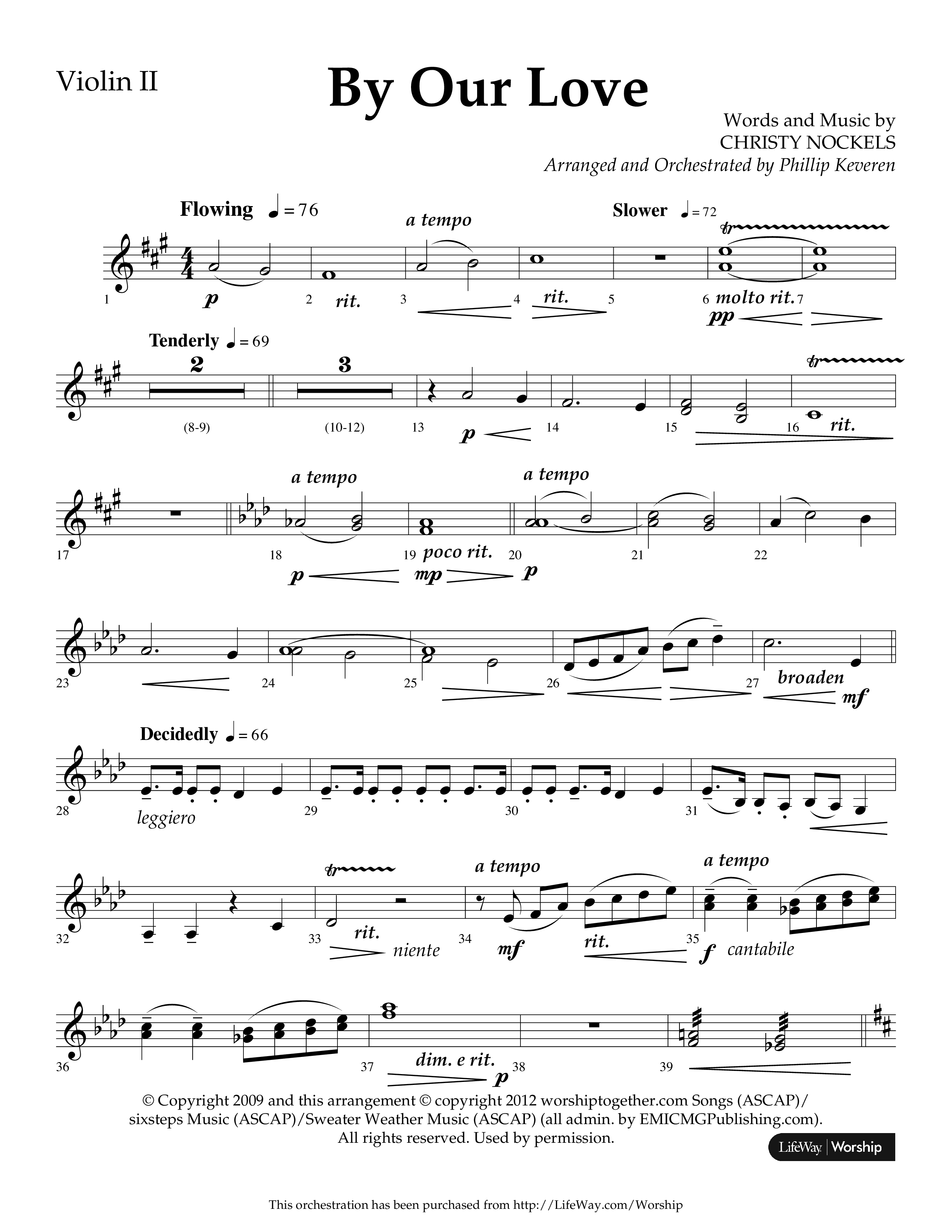 By Our Love (Choral Anthem SATB) Violin 2 (Lifeway Choral / Arr. Phillip Keveren)