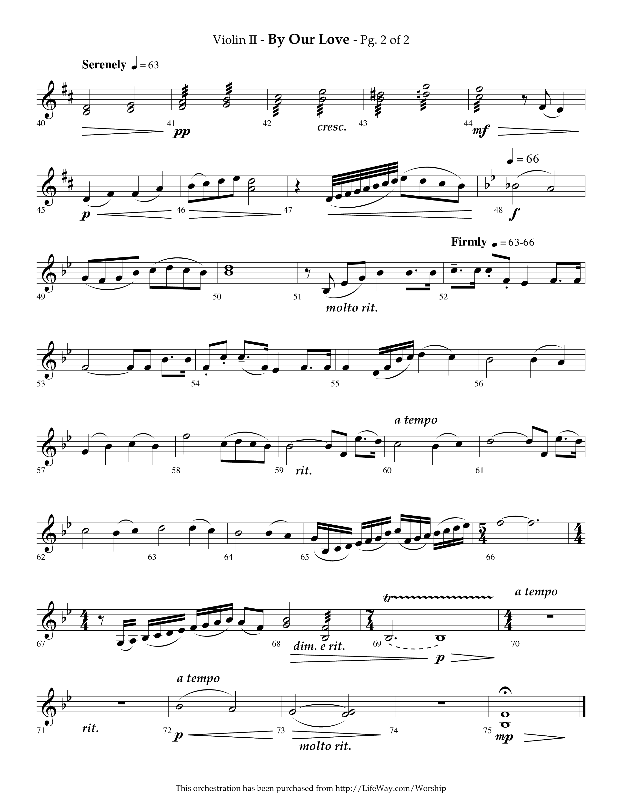 By Our Love (Choral Anthem SATB) Violin 2 (Lifeway Choral / Arr. Phillip Keveren)