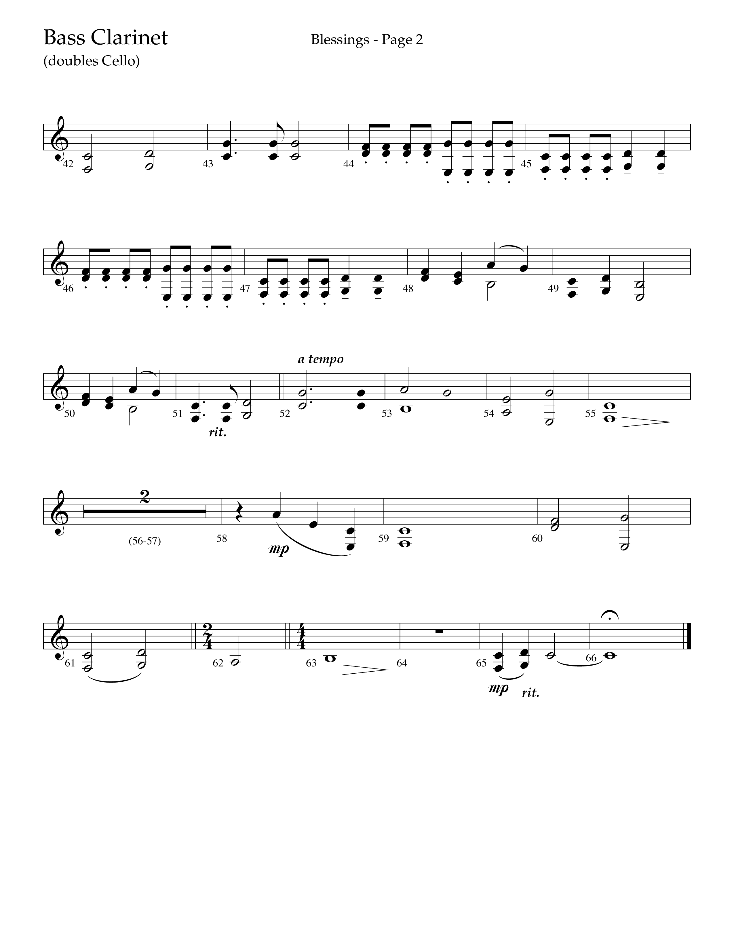 Blessings (Choral Anthem SATB) Bass Clarinet (Lifeway Choral / Arr. Russell Mauldin)