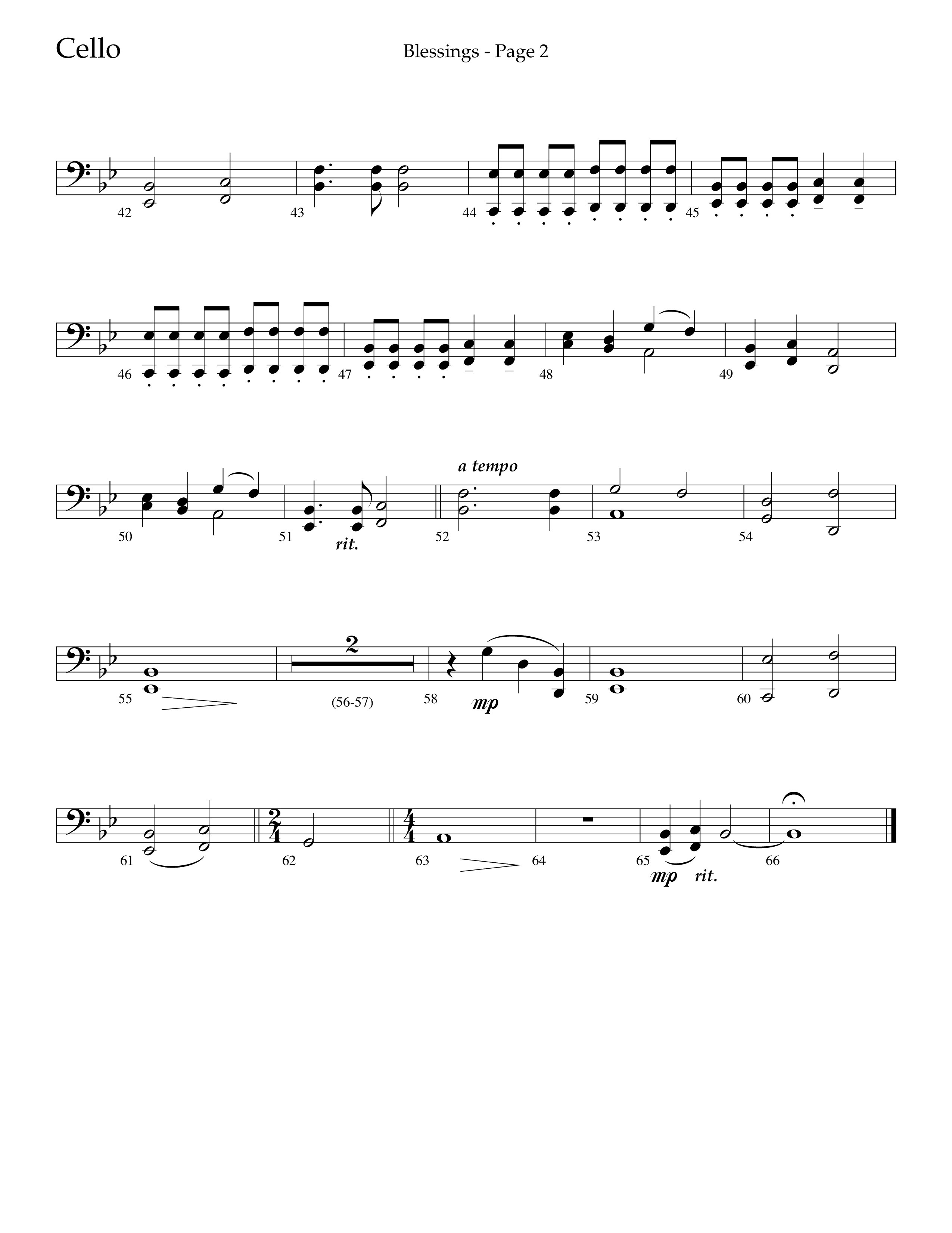 Blessings (Choral Anthem SATB) Cello (Lifeway Choral / Arr. Russell Mauldin)