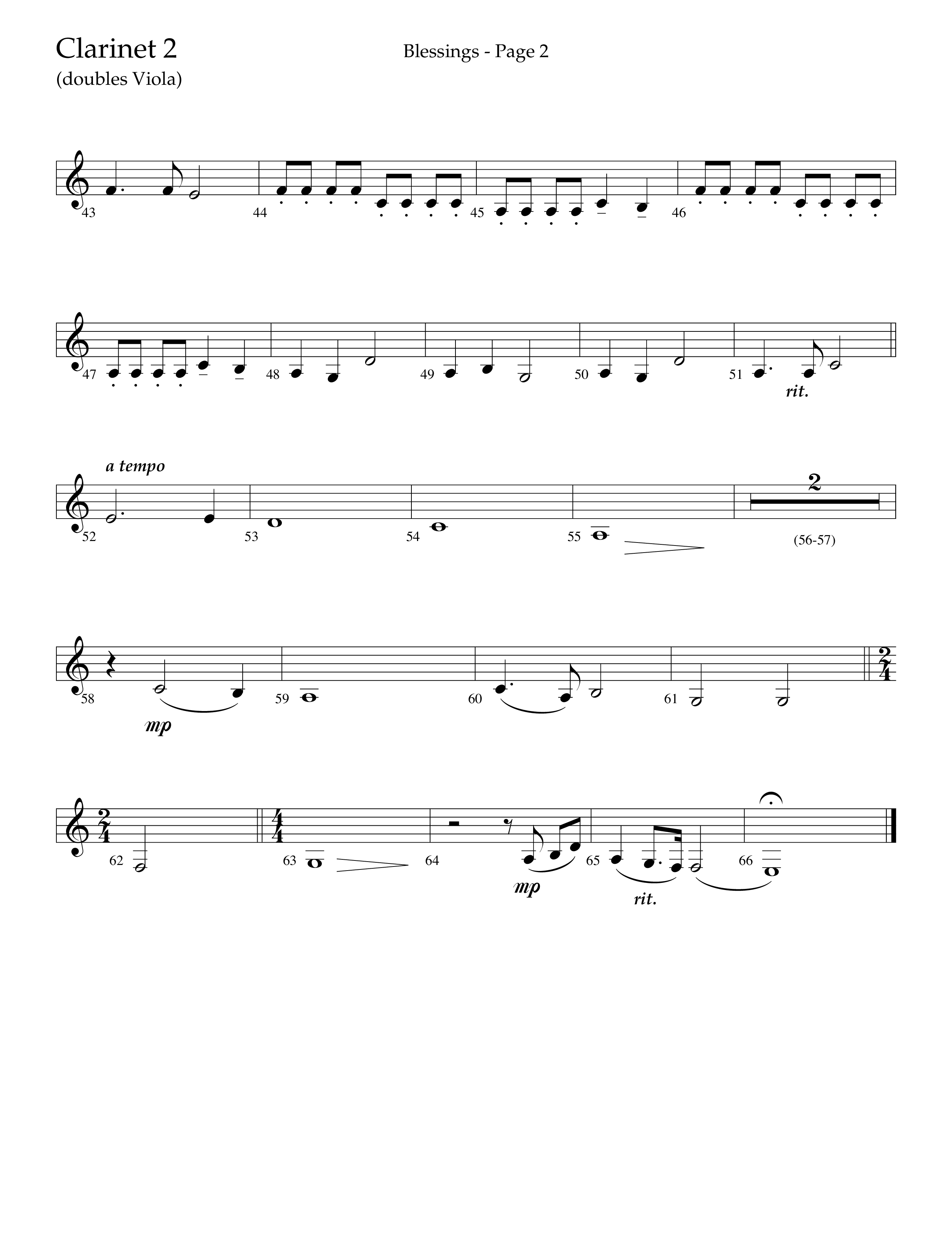 Blessings (Choral Anthem SATB) Clarinet 1/2 (Lifeway Choral / Arr. Russell Mauldin)