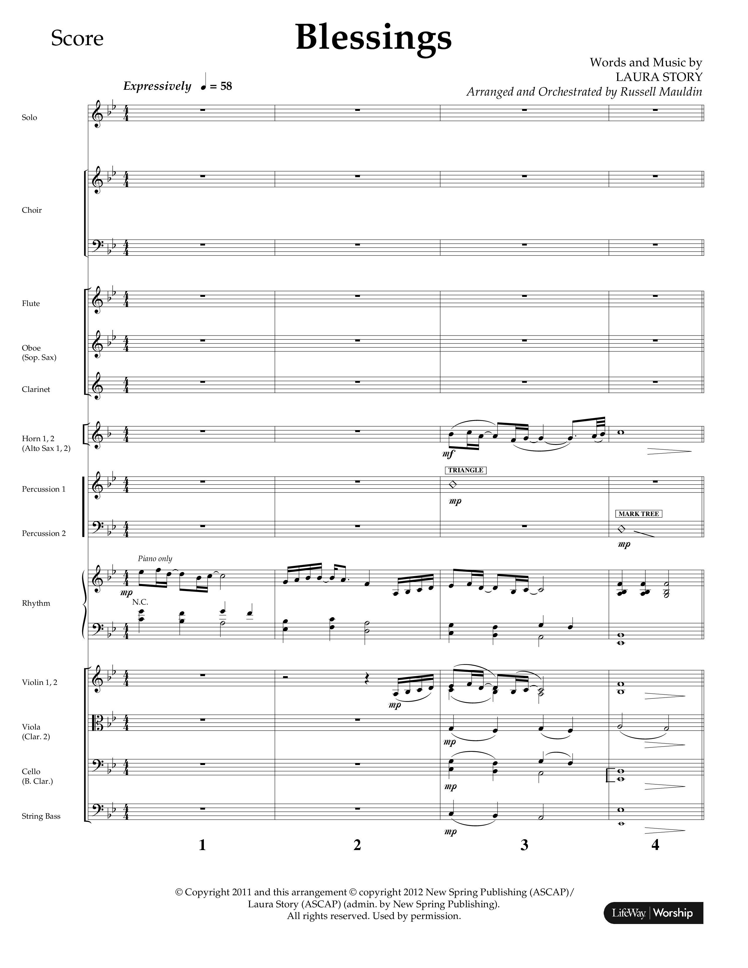 Blessings (Choral Anthem SATB) Orchestration (Lifeway Choral / Arr. Russell Mauldin)