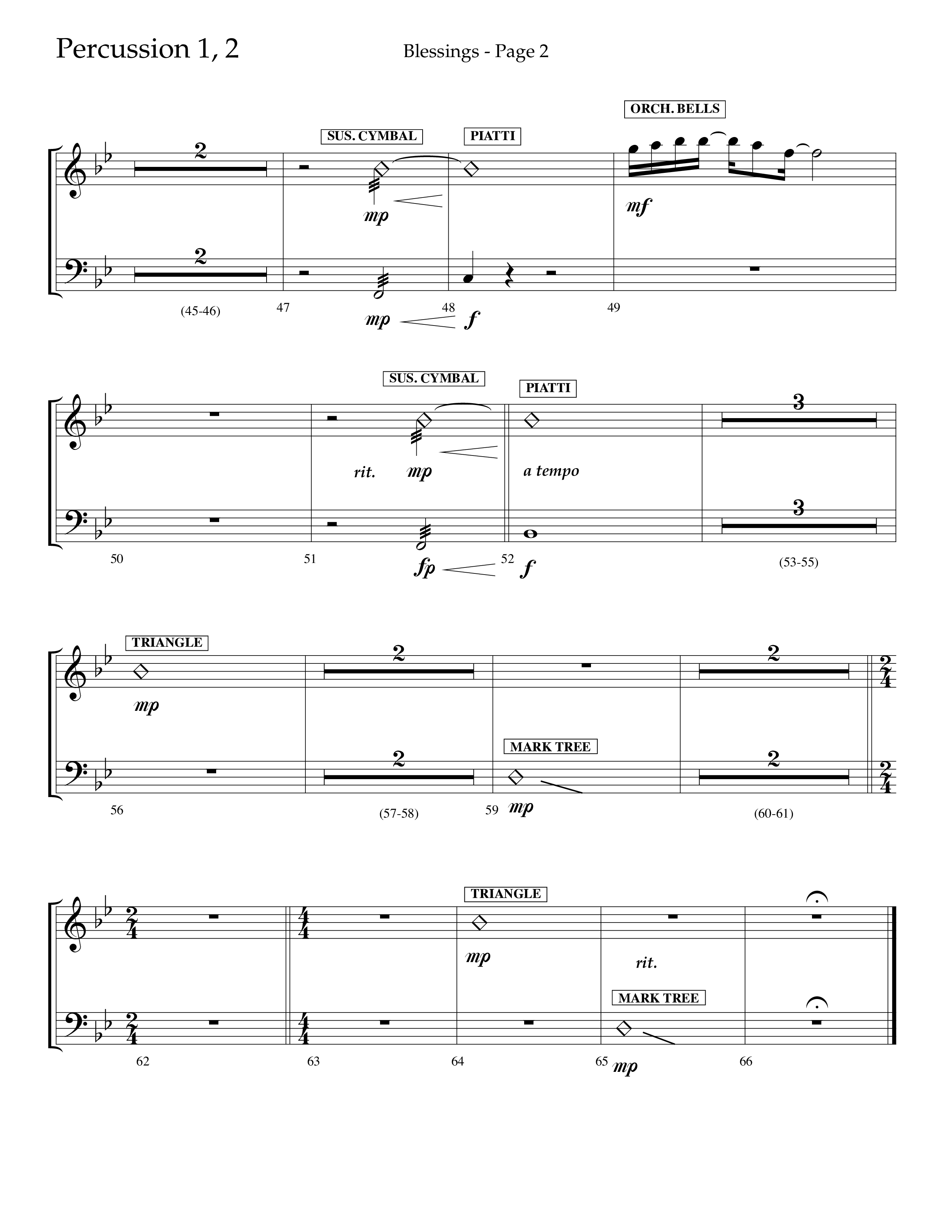 Blessings (Choral Anthem SATB) Percussion 1/2 (Lifeway Choral / Arr. Russell Mauldin)