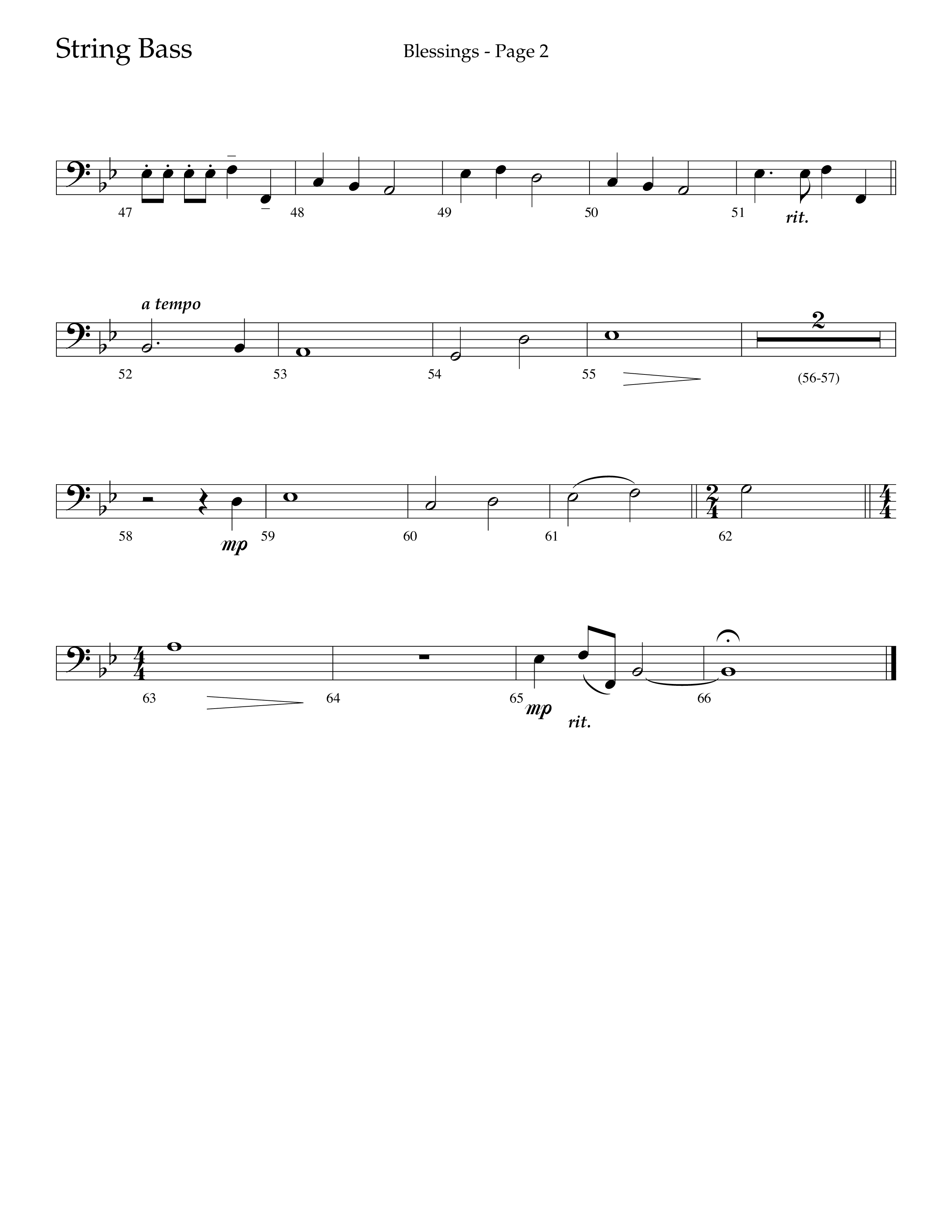 Blessings (Choral Anthem SATB) String Bass (Lifeway Choral / Arr. Russell Mauldin)