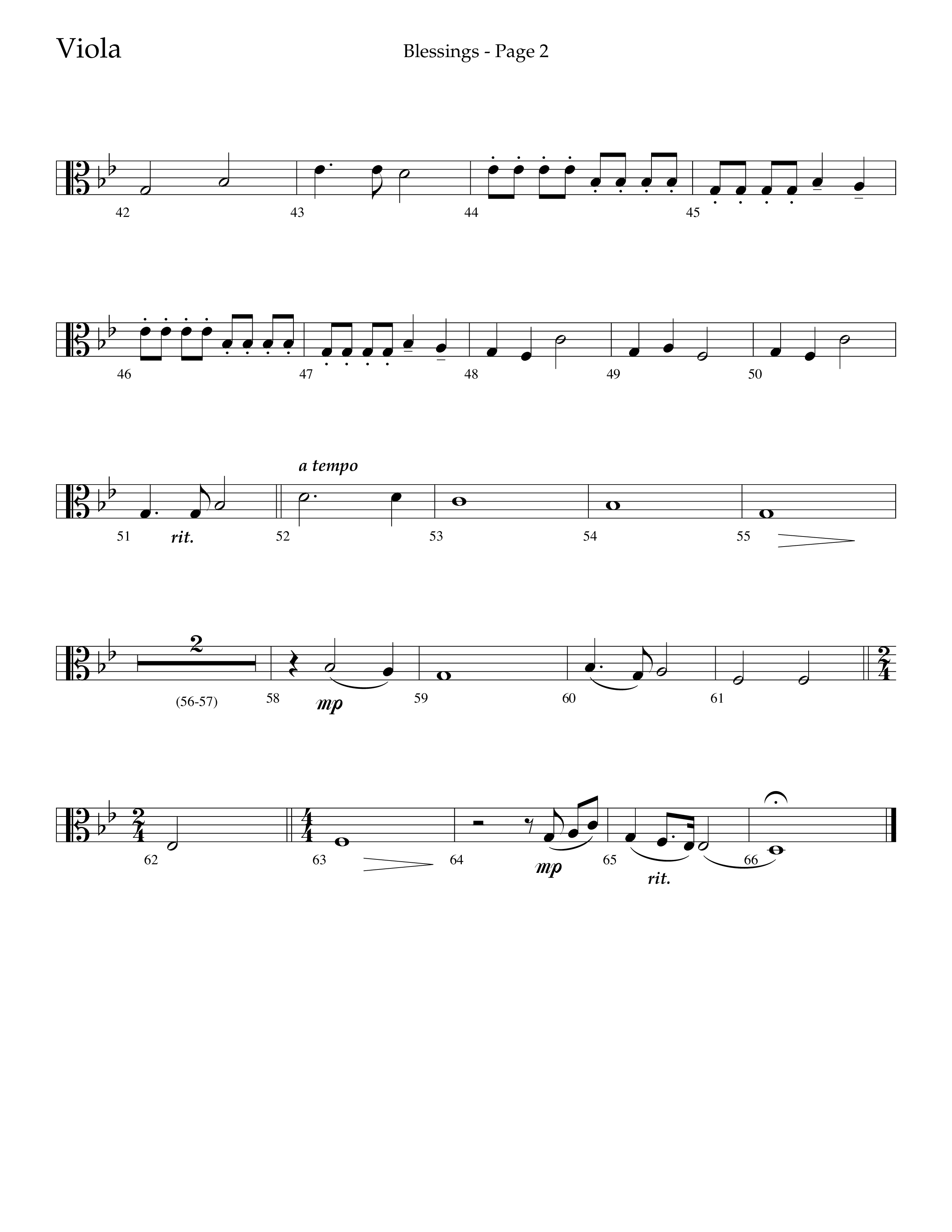 Blessings (Choral Anthem SATB) Viola (Lifeway Choral / Arr. Russell Mauldin)