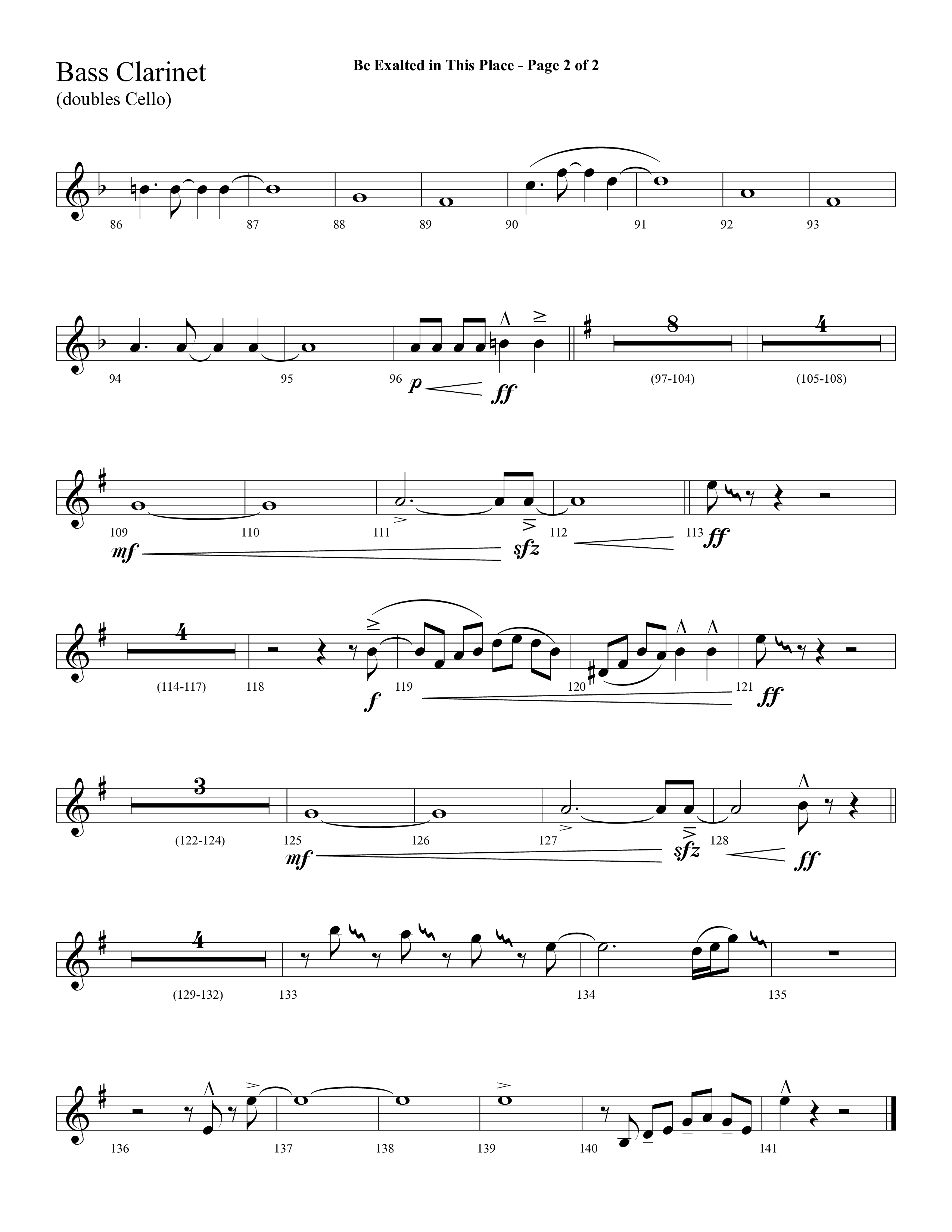 Be Exalted In This Place (Choral Anthem SATB) Bass Clarinet (Lifeway Choral / Arr. Cliff Duren)