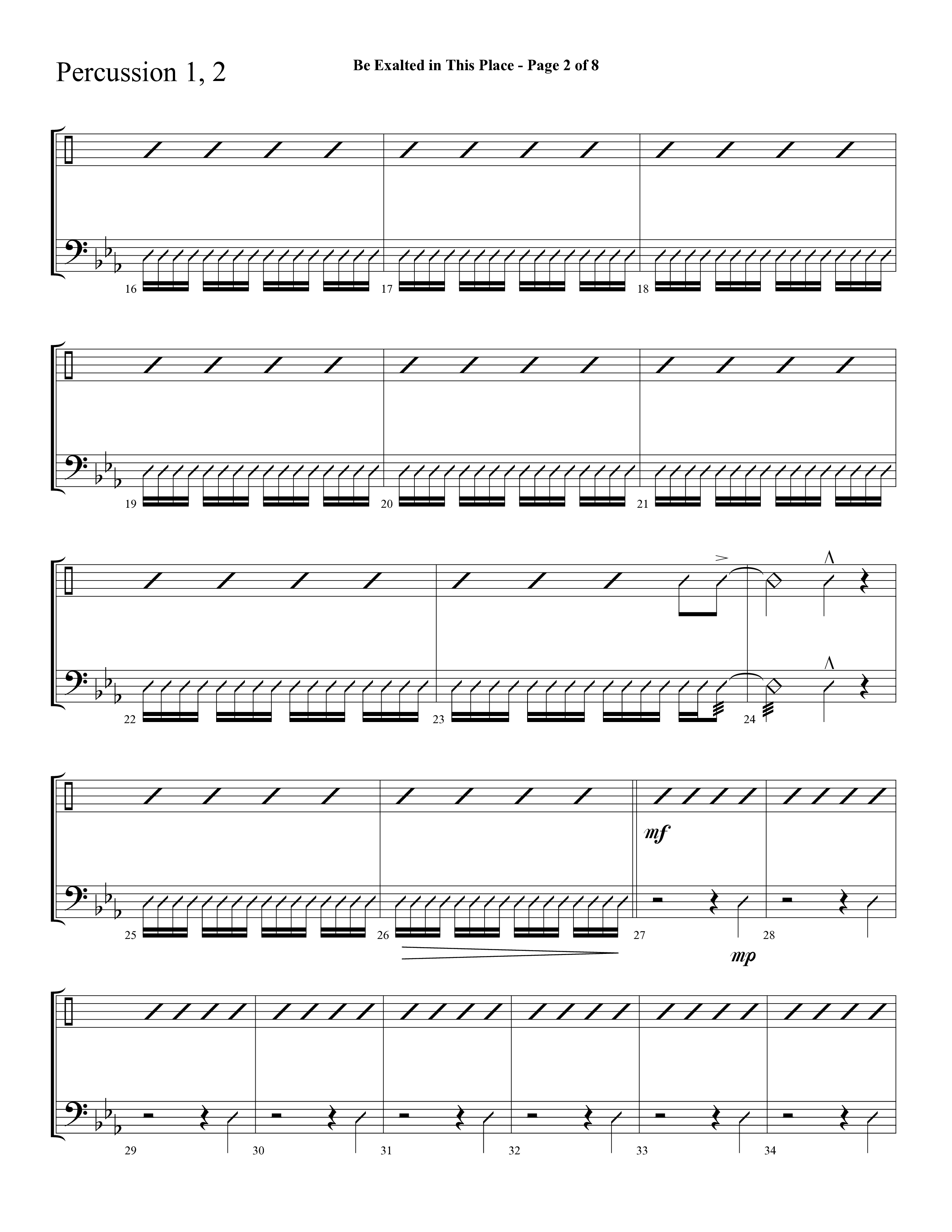 Be Exalted In This Place (Choral Anthem SATB) Percussion 1/2 (Lifeway Choral / Arr. Cliff Duren)