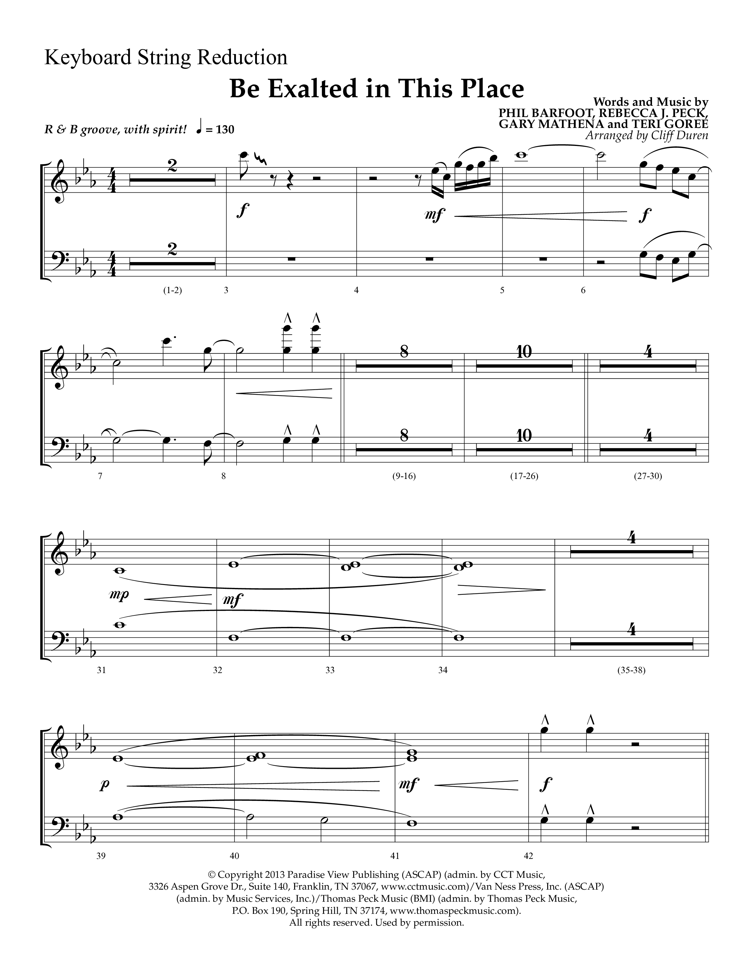 Be Exalted In This Place (Choral Anthem SATB) String Reduction (Lifeway Choral / Arr. Cliff Duren)