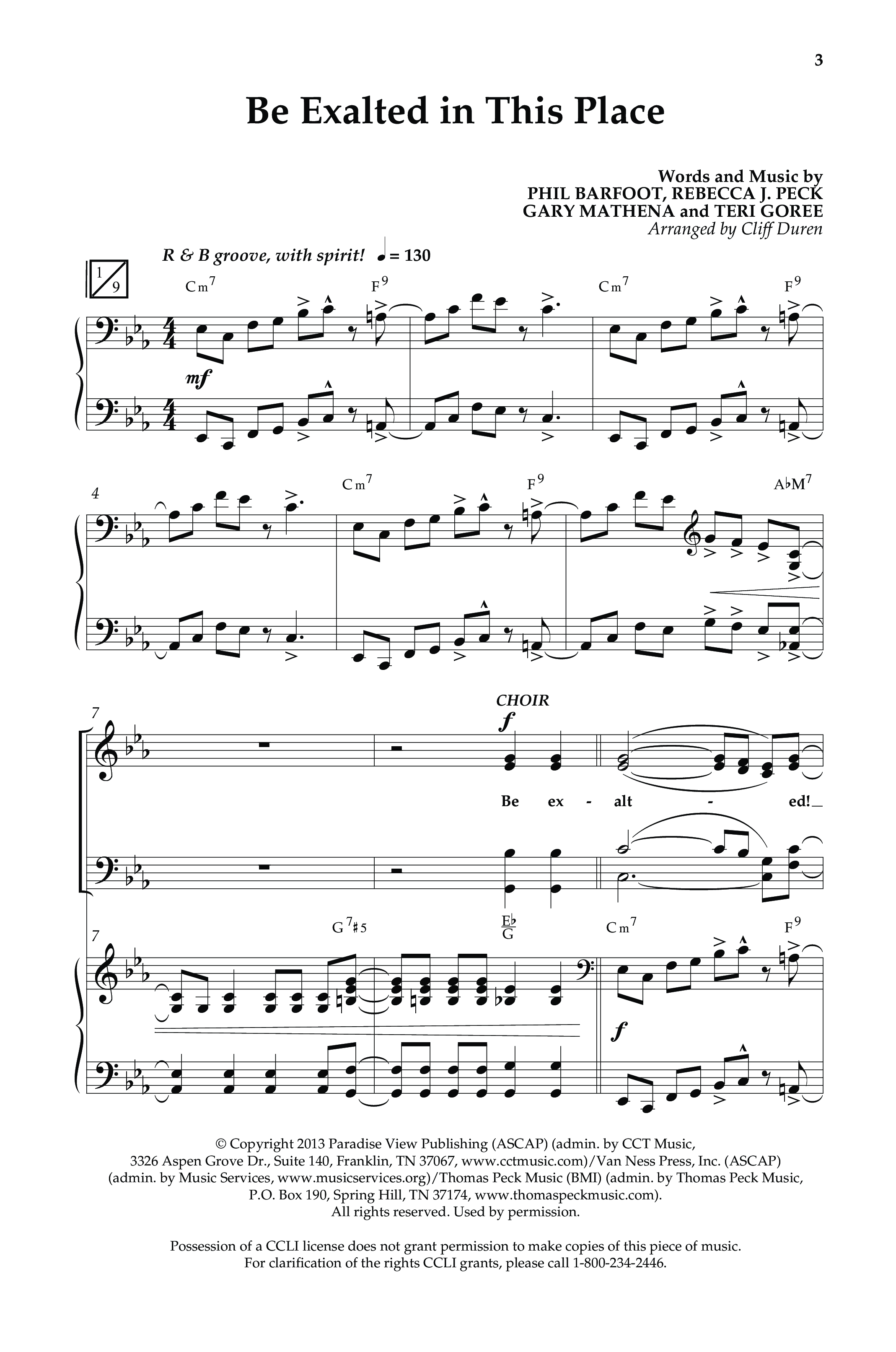 Be Exalted In This Place (Choral Anthem SATB) Anthem (SATB/Piano) (Lifeway Choral / Arr. Cliff Duren)