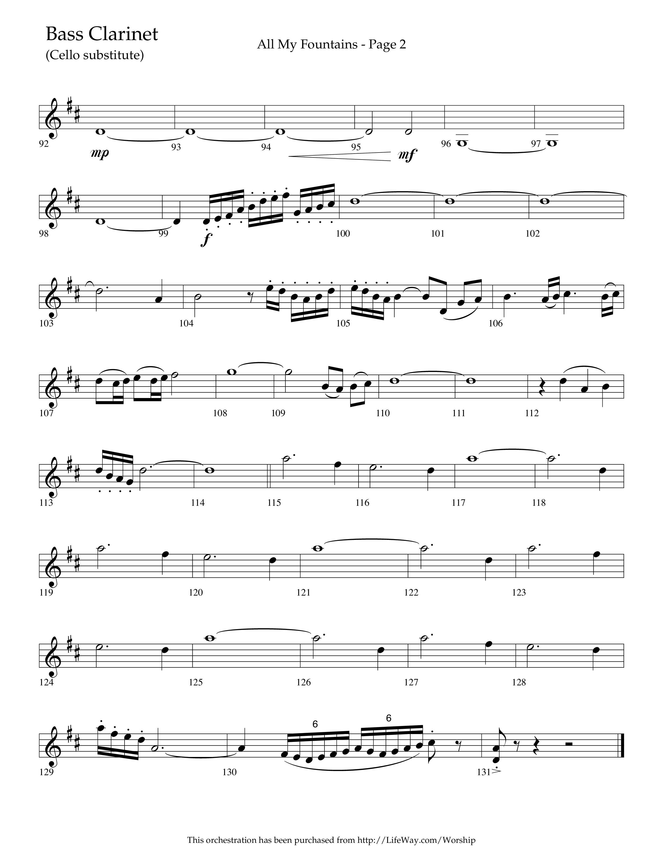 All My Fountains (Choral Anthem SATB) Bass Clarinet (Lifeway Choral / Arr. Russell Mauldin)