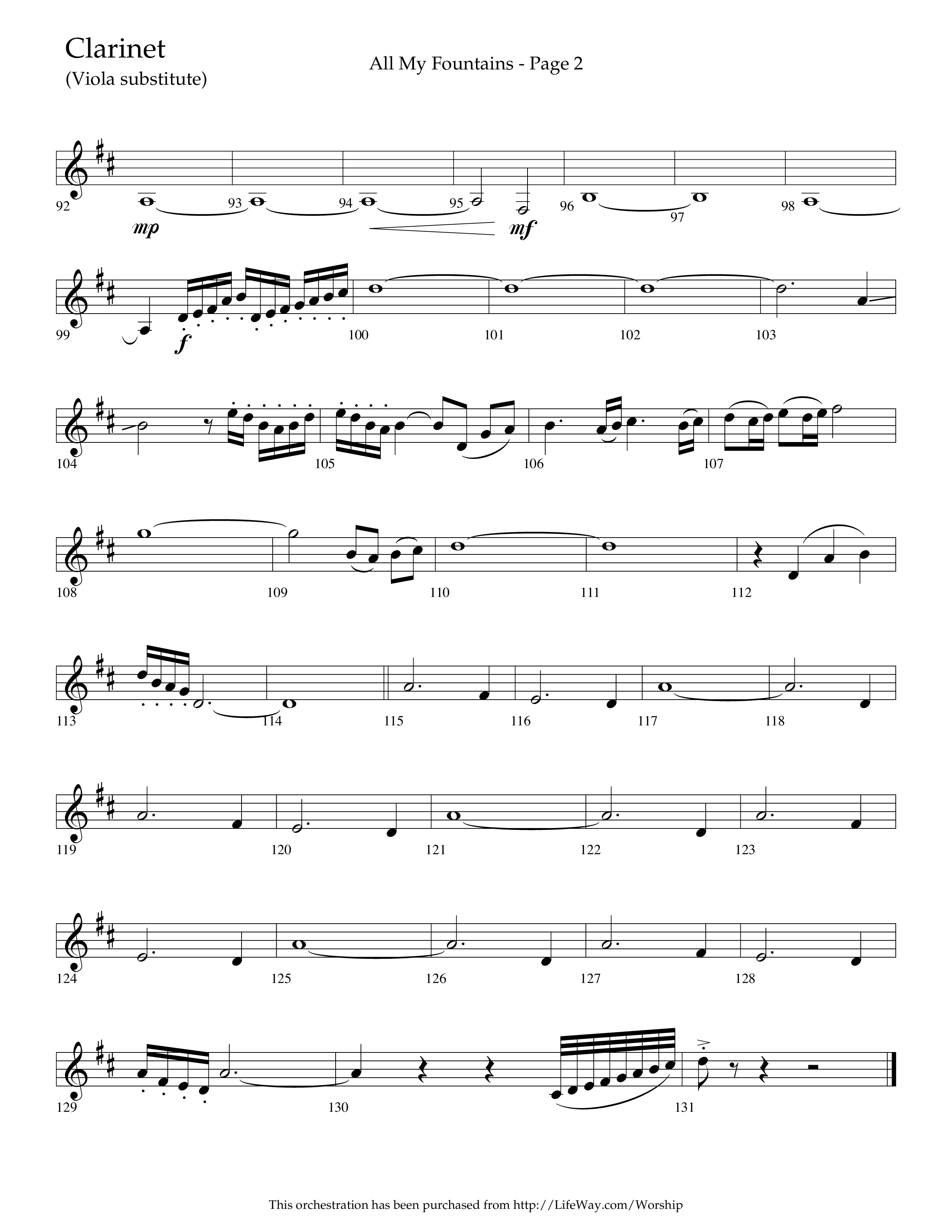 All My Fountains (Choral Anthem SATB) Clarinet (Lifeway Choral / Arr. Russell Mauldin)