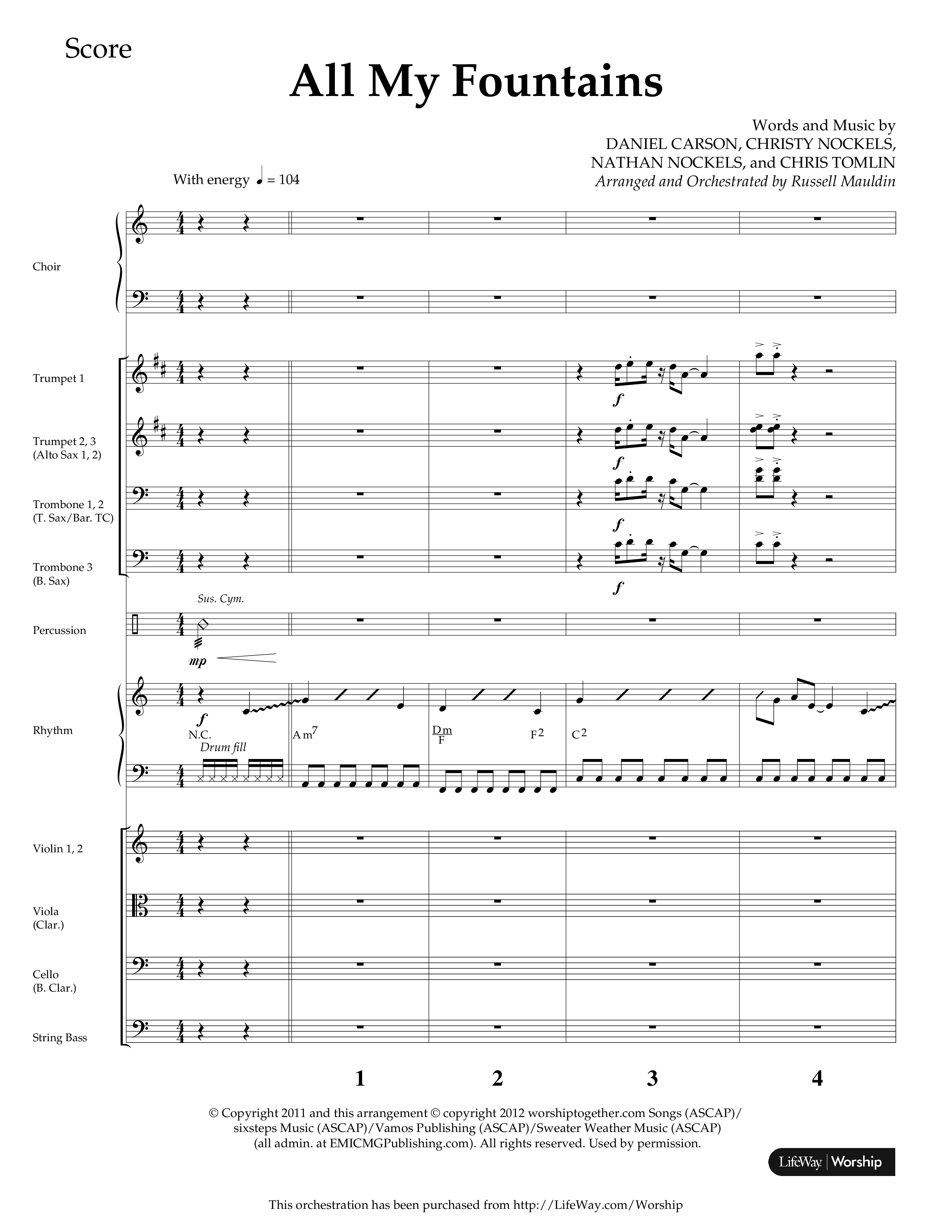 All My Fountains (Choral Anthem SATB) Conductor's Score (Lifeway Choral / Arr. Russell Mauldin)