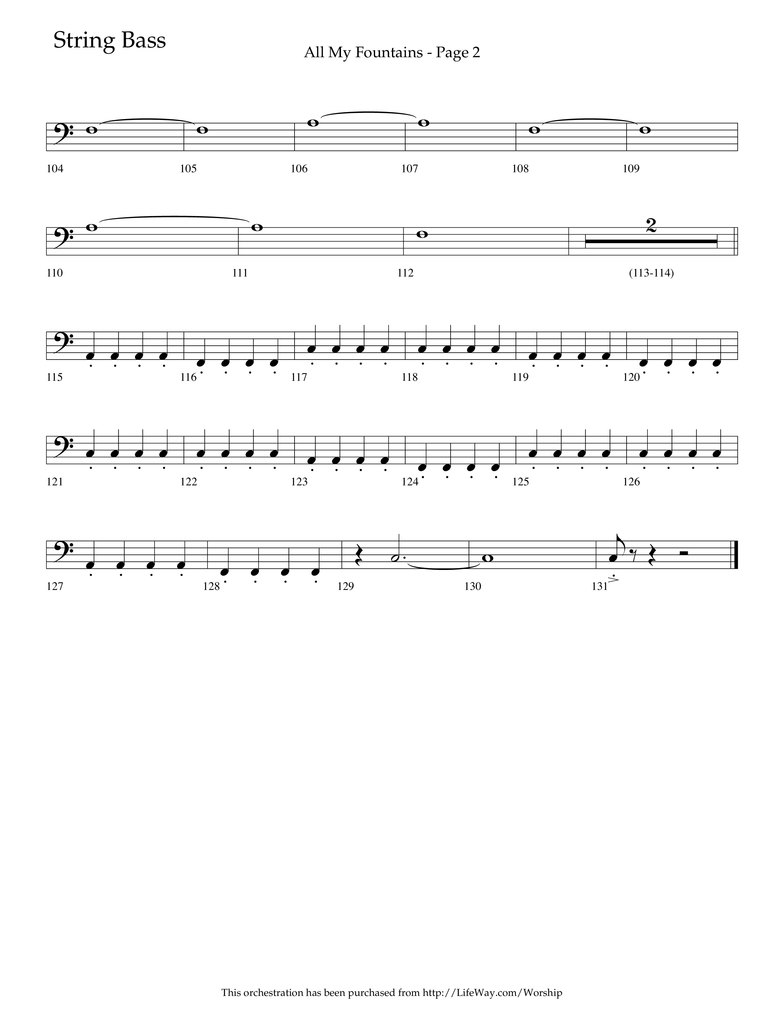 All My Fountains (Choral Anthem SATB) String Bass (Lifeway Choral / Arr. Russell Mauldin)