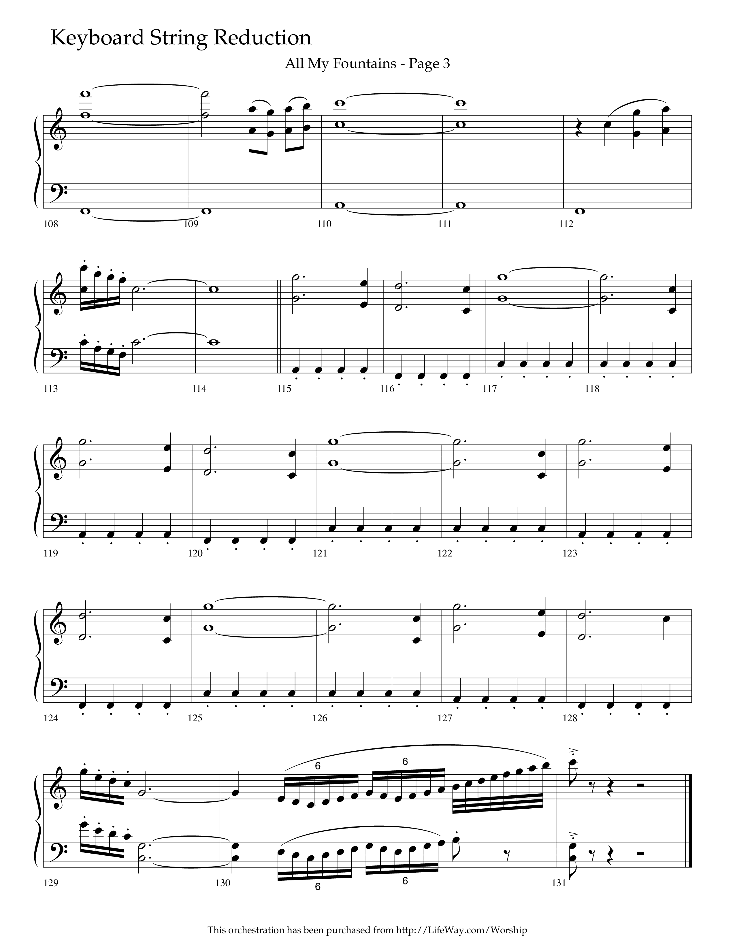 All My Fountains (Choral Anthem SATB) String Reduction (Lifeway Choral / Arr. Russell Mauldin)