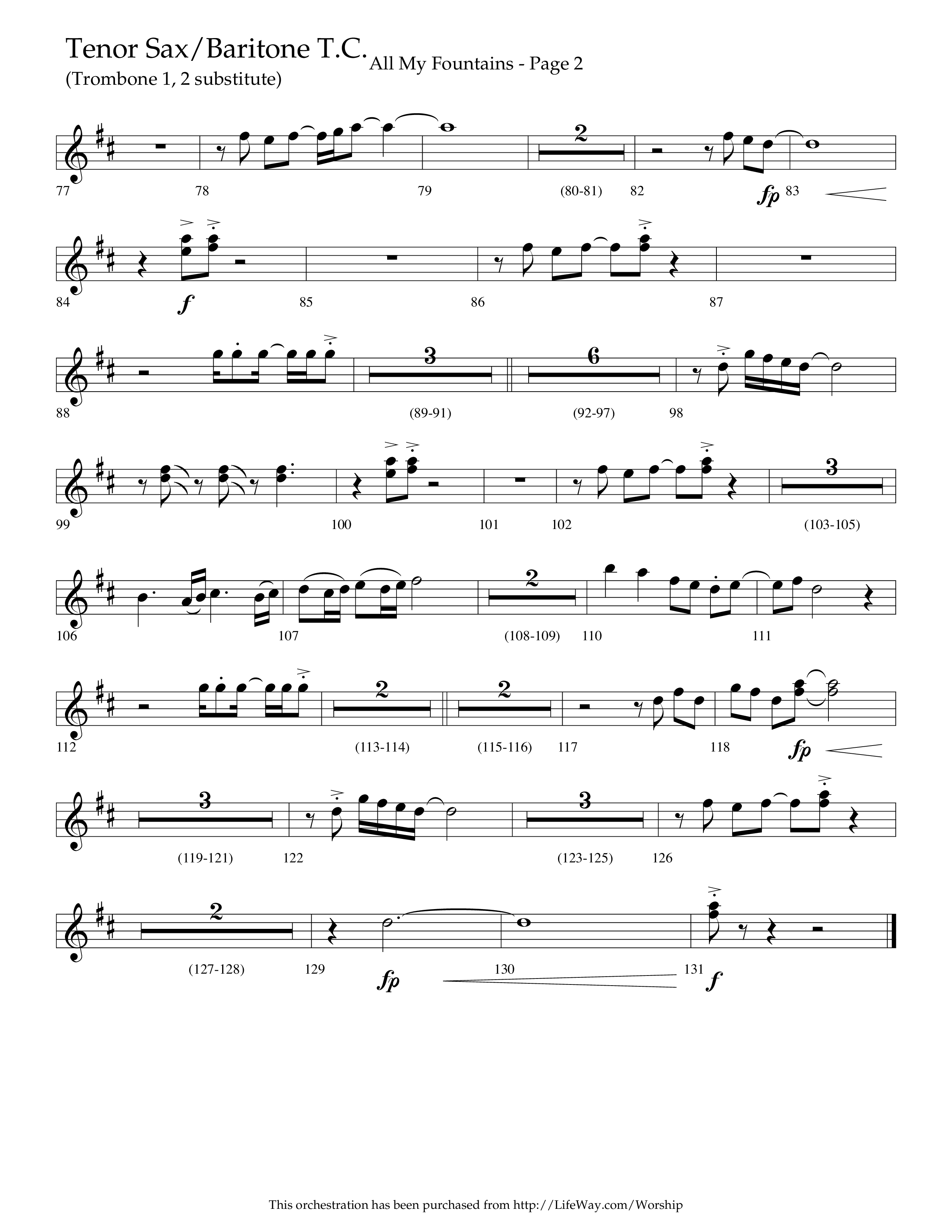 All My Fountains (Choral Anthem SATB) Tenor Sax/Baritone T.C. (Lifeway Choral / Arr. Russell Mauldin)