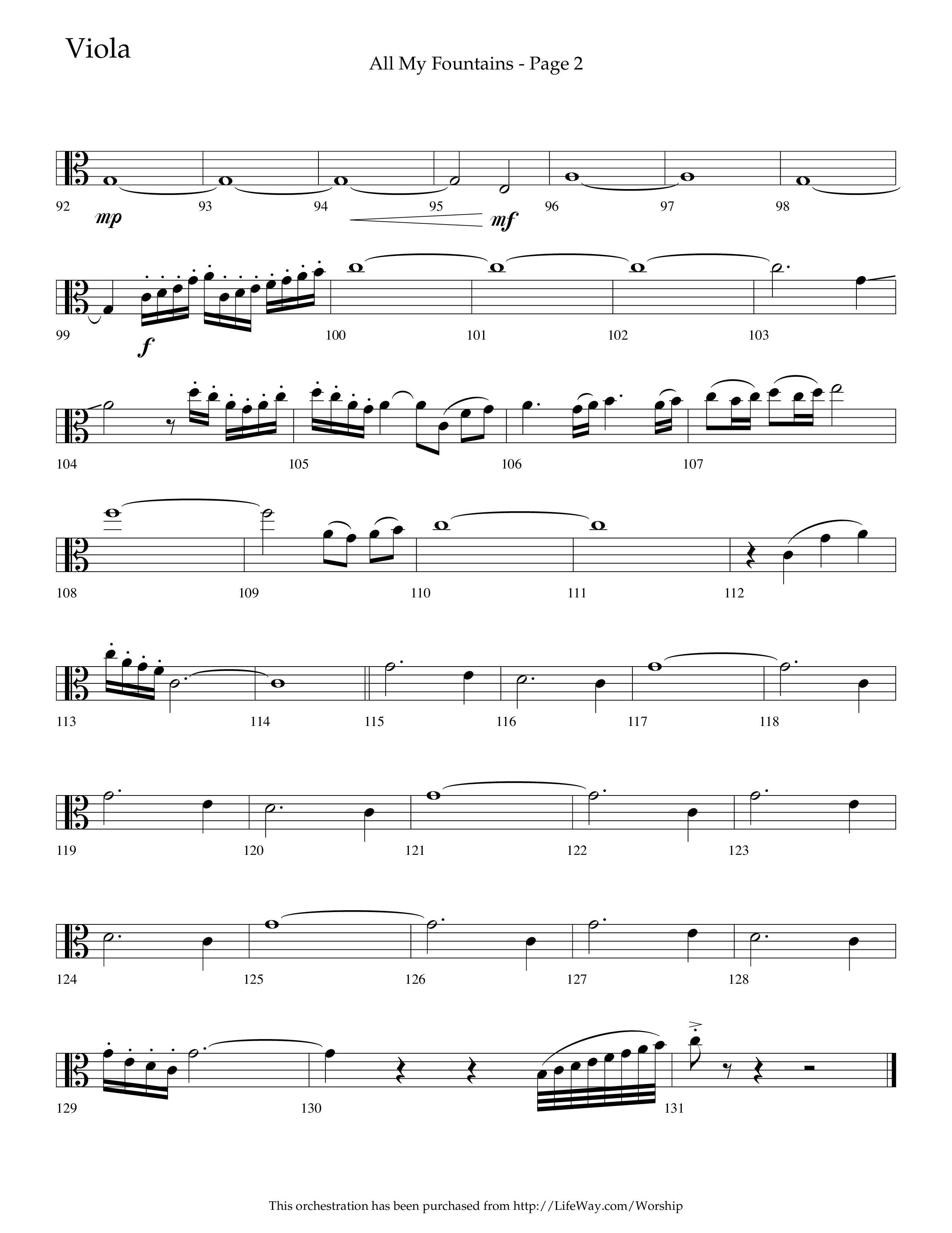 All My Fountains (Choral Anthem SATB) Viola (Lifeway Choral / Arr. Russell Mauldin)