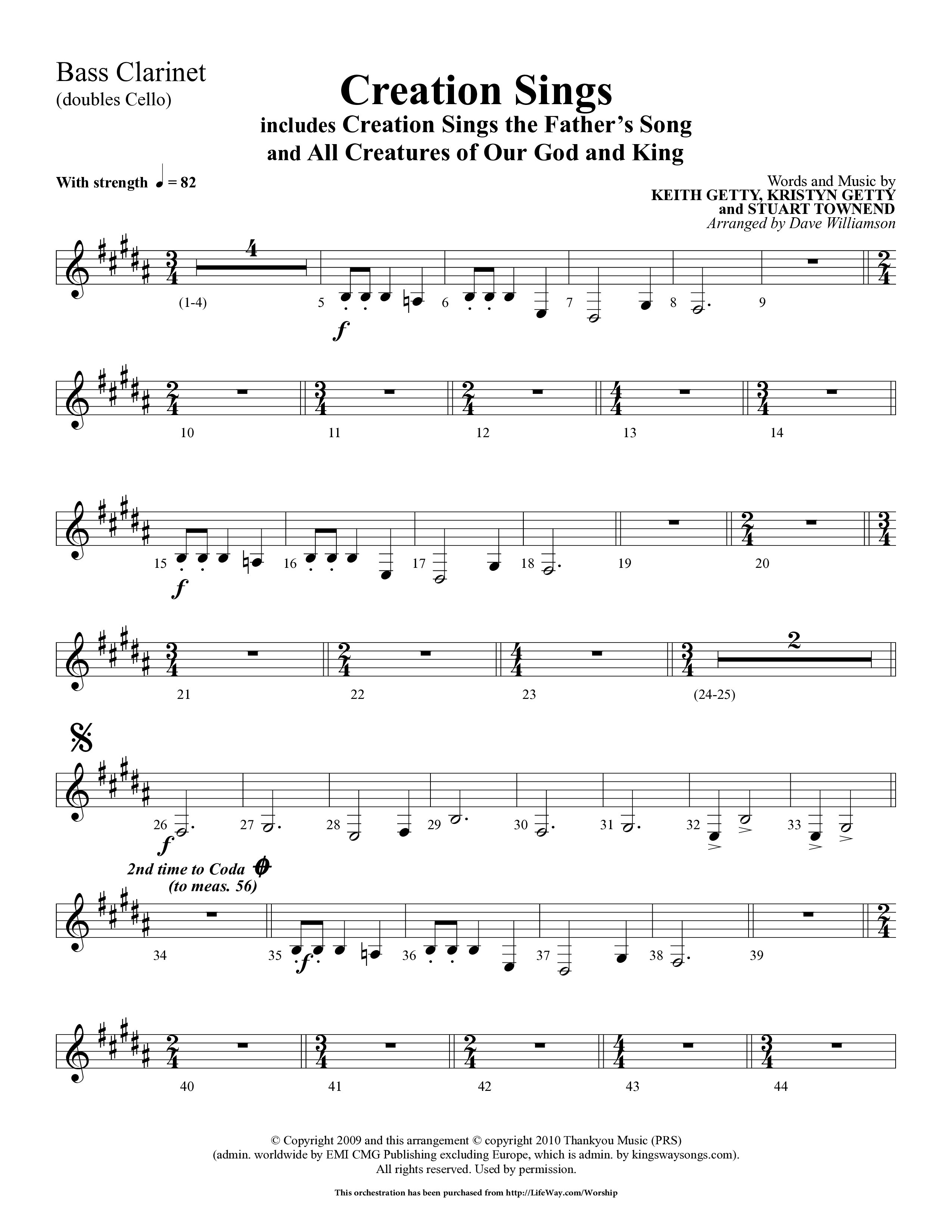 Creation Sings (Choral Anthem SATB) Bass Clarinet (Lifeway Choral / Arr. Dave Williamson)