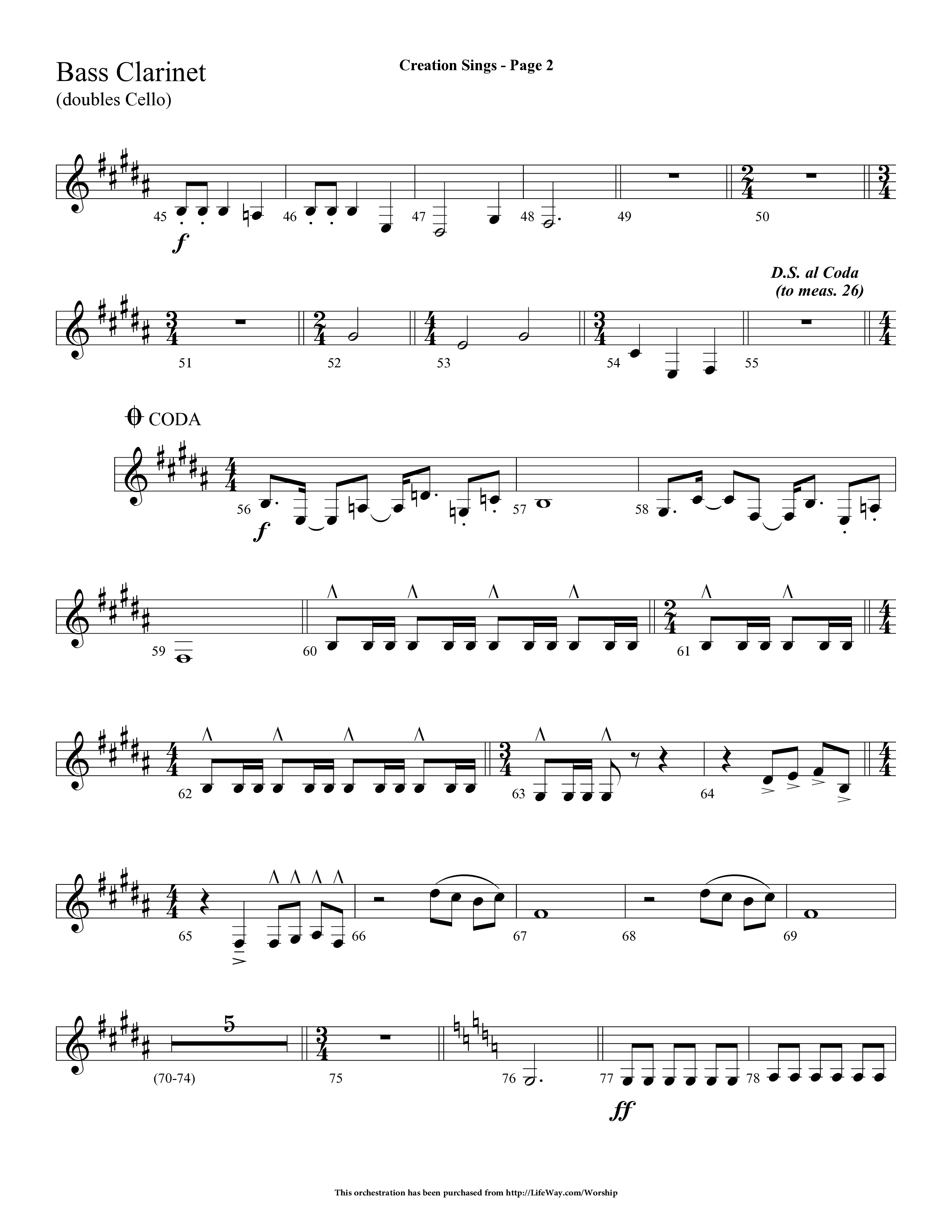 Creation Sings (Choral Anthem SATB) Bass Clarinet (Lifeway Choral / Arr. Dave Williamson)