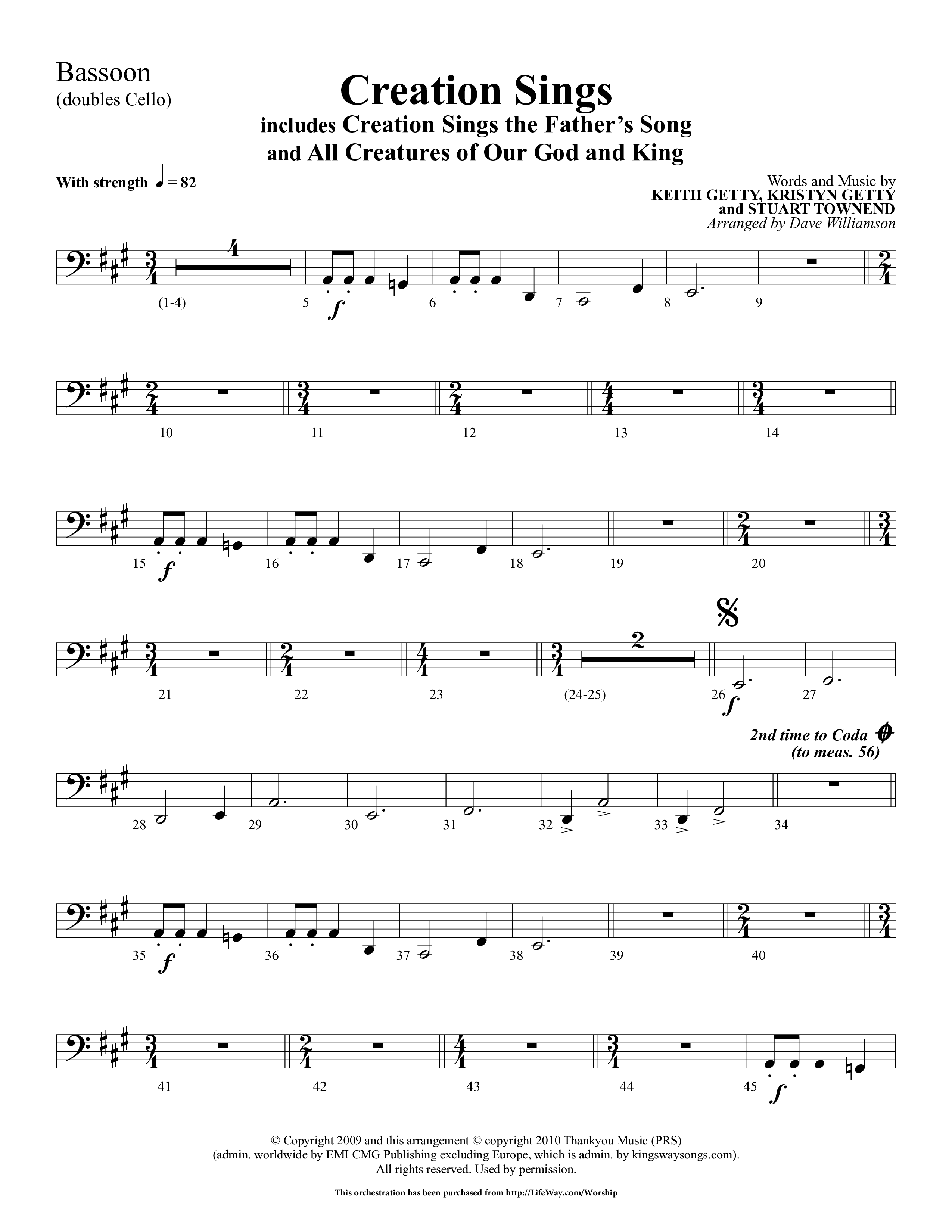 Creation Sings (Choral Anthem SATB) Bassoon (Lifeway Choral / Arr. Dave Williamson)