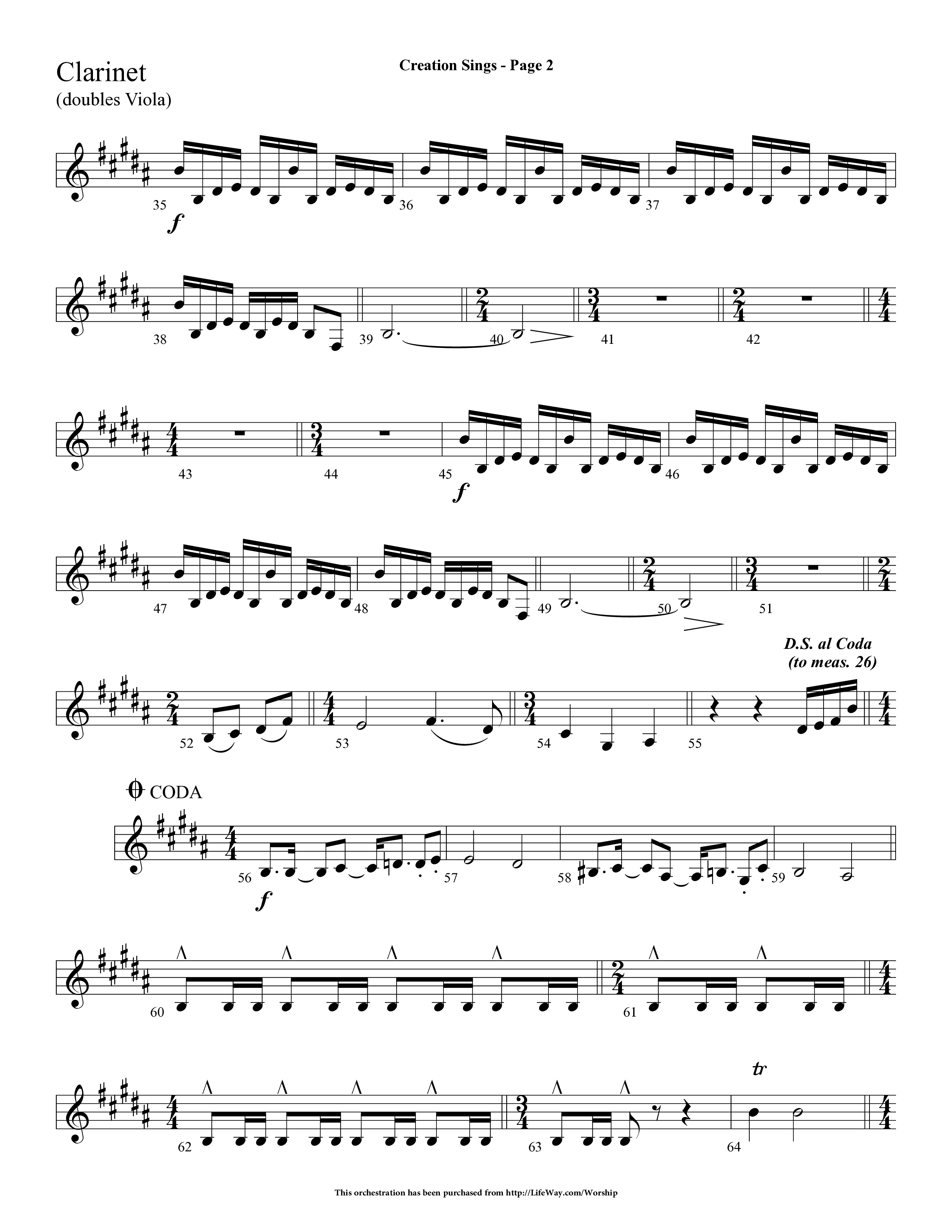 Creation Sings (Choral Anthem SATB) Clarinet (Lifeway Choral / Arr. Dave Williamson)