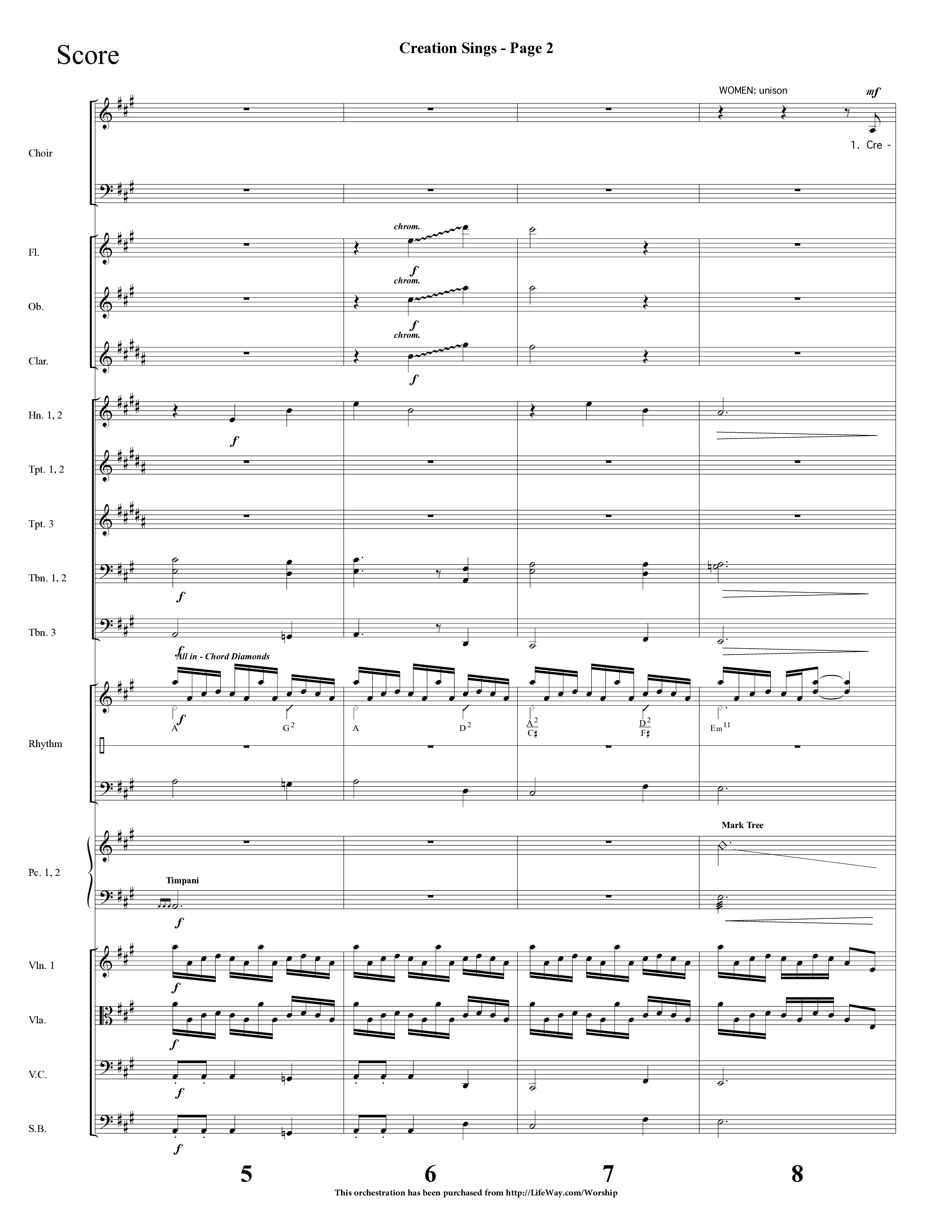 Creation Sings (Choral Anthem SATB) Orchestration (Lifeway Choral / Arr. Dave Williamson)
