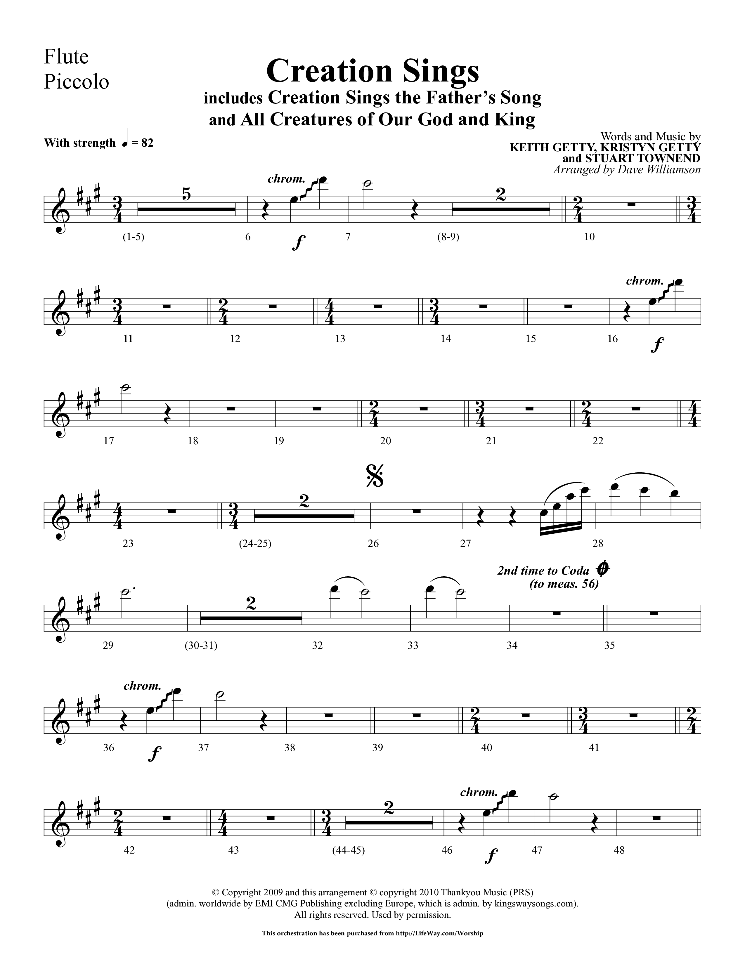 Creation Sings (Choral Anthem SATB) Flute/Piccolo (Lifeway Choral / Arr. Dave Williamson)