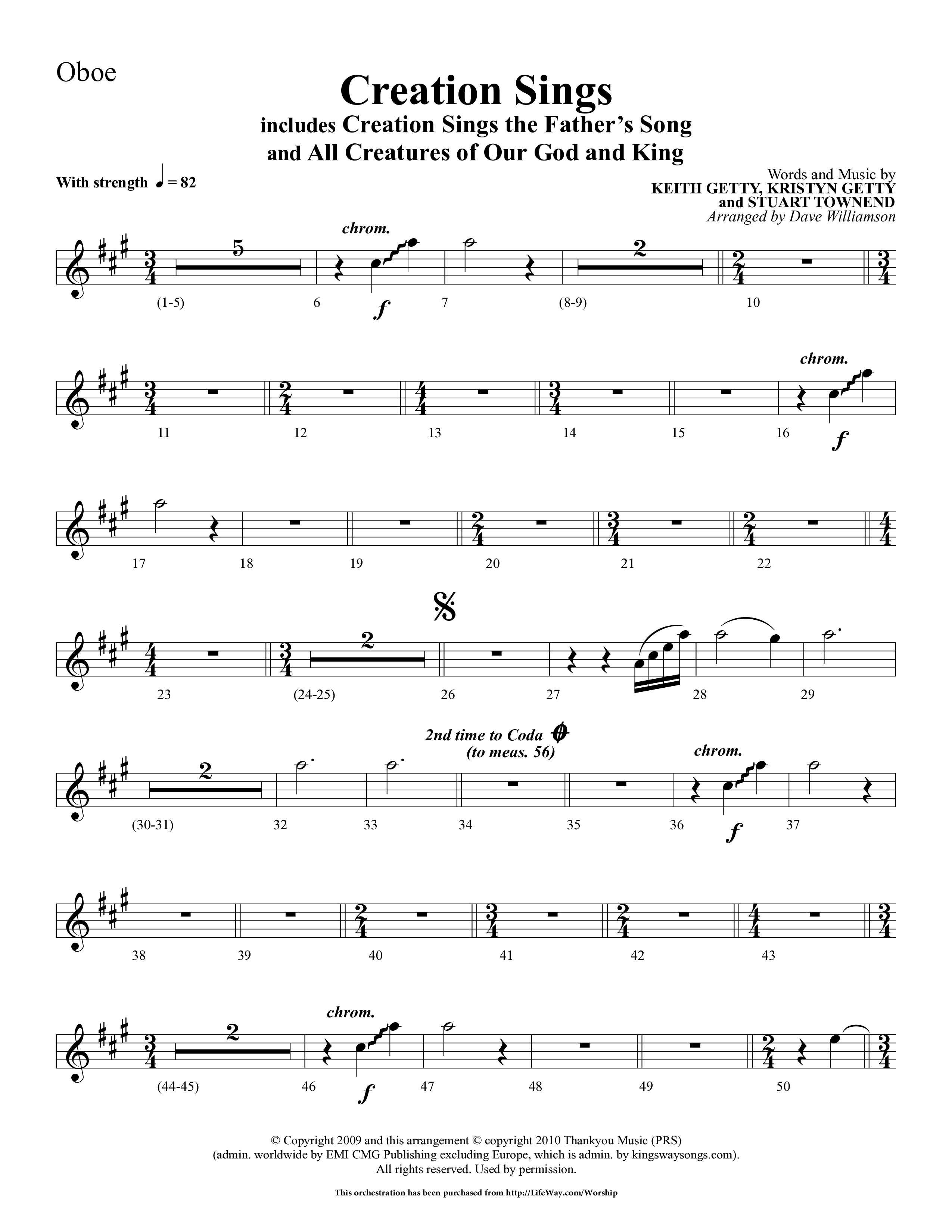 Creation Sings (Choral Anthem SATB) Oboe (Lifeway Choral / Arr. Dave Williamson)