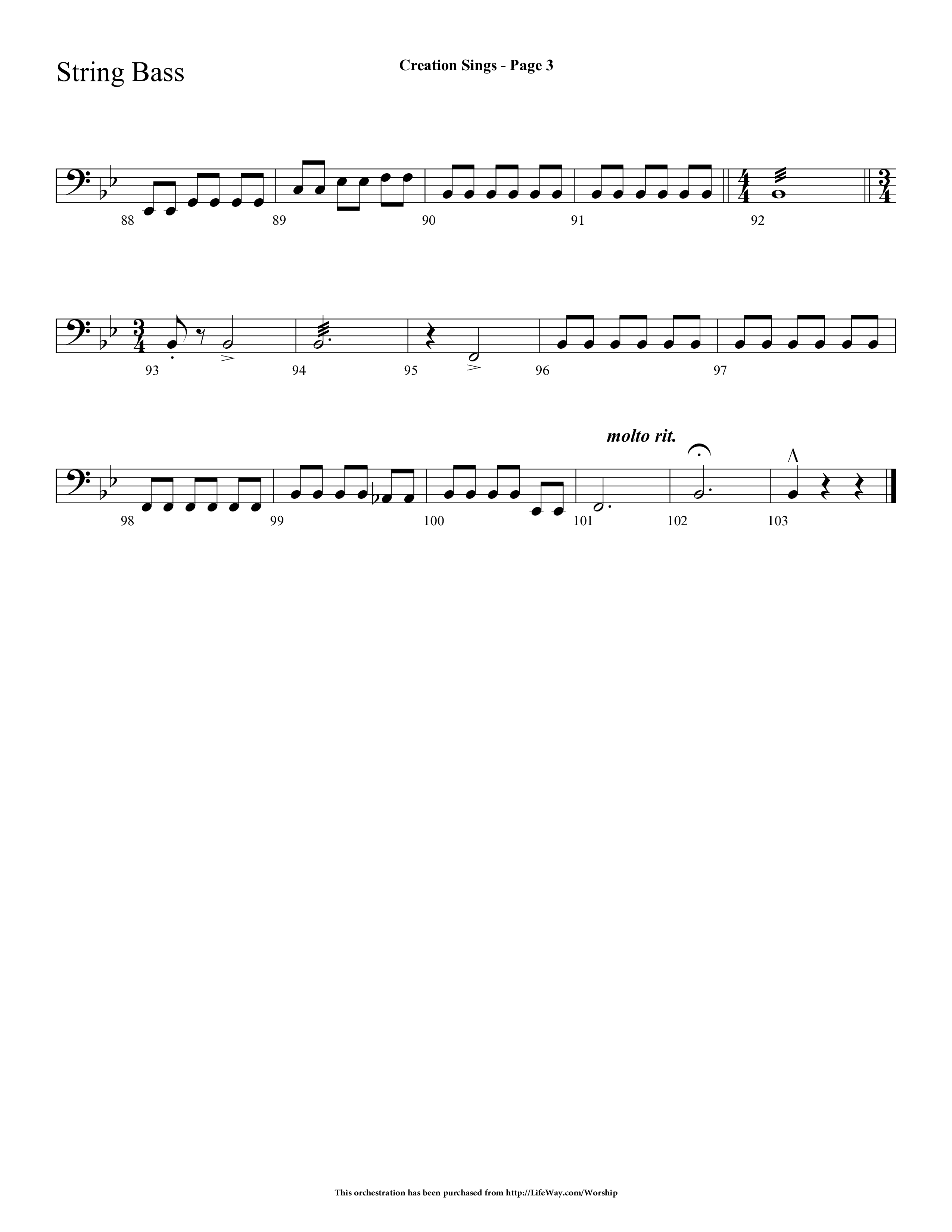 Creation Sings (Choral Anthem SATB) String Bass (Lifeway Choral / Arr. Dave Williamson)