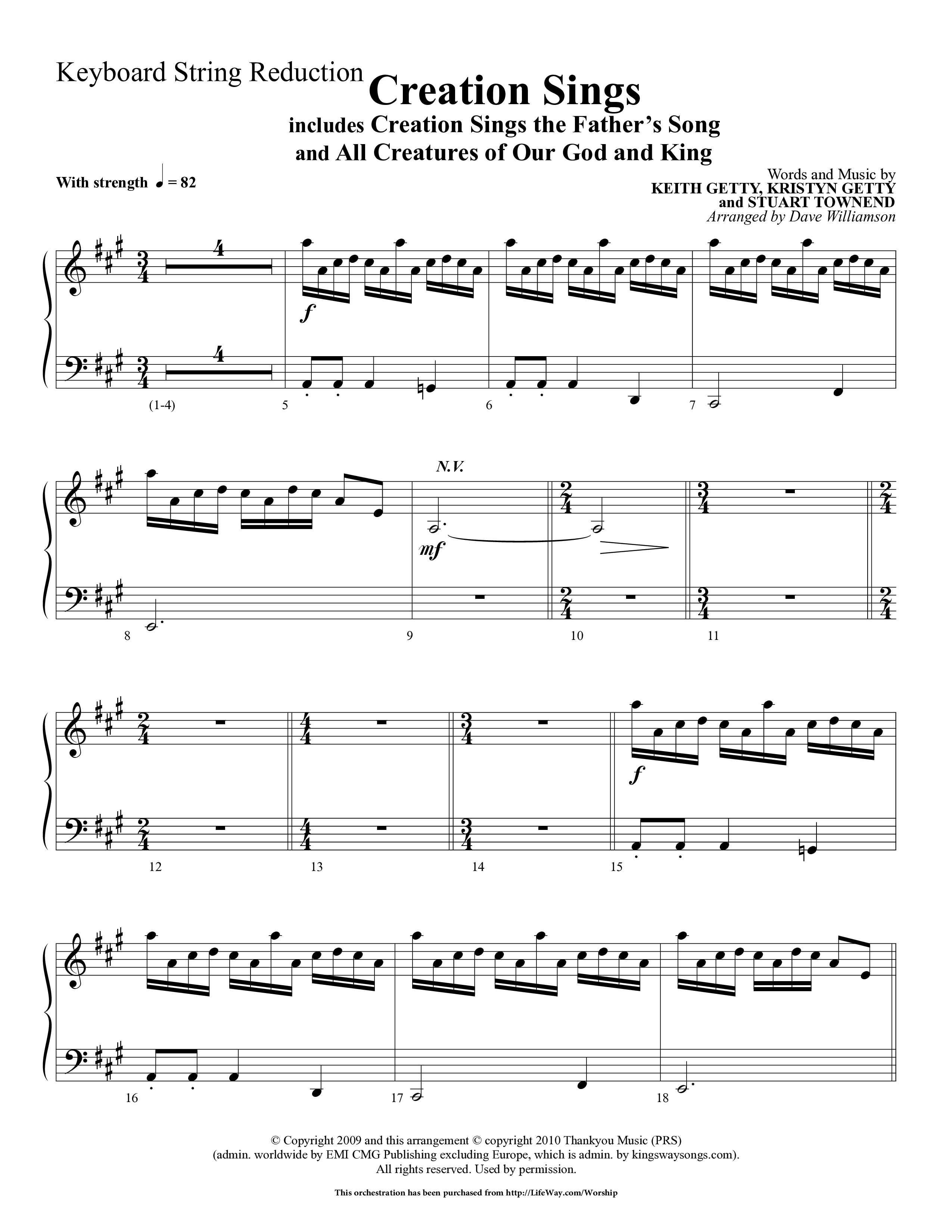 Creation Sings (Choral Anthem SATB) String Reduction (Lifeway Choral / Arr. Dave Williamson)