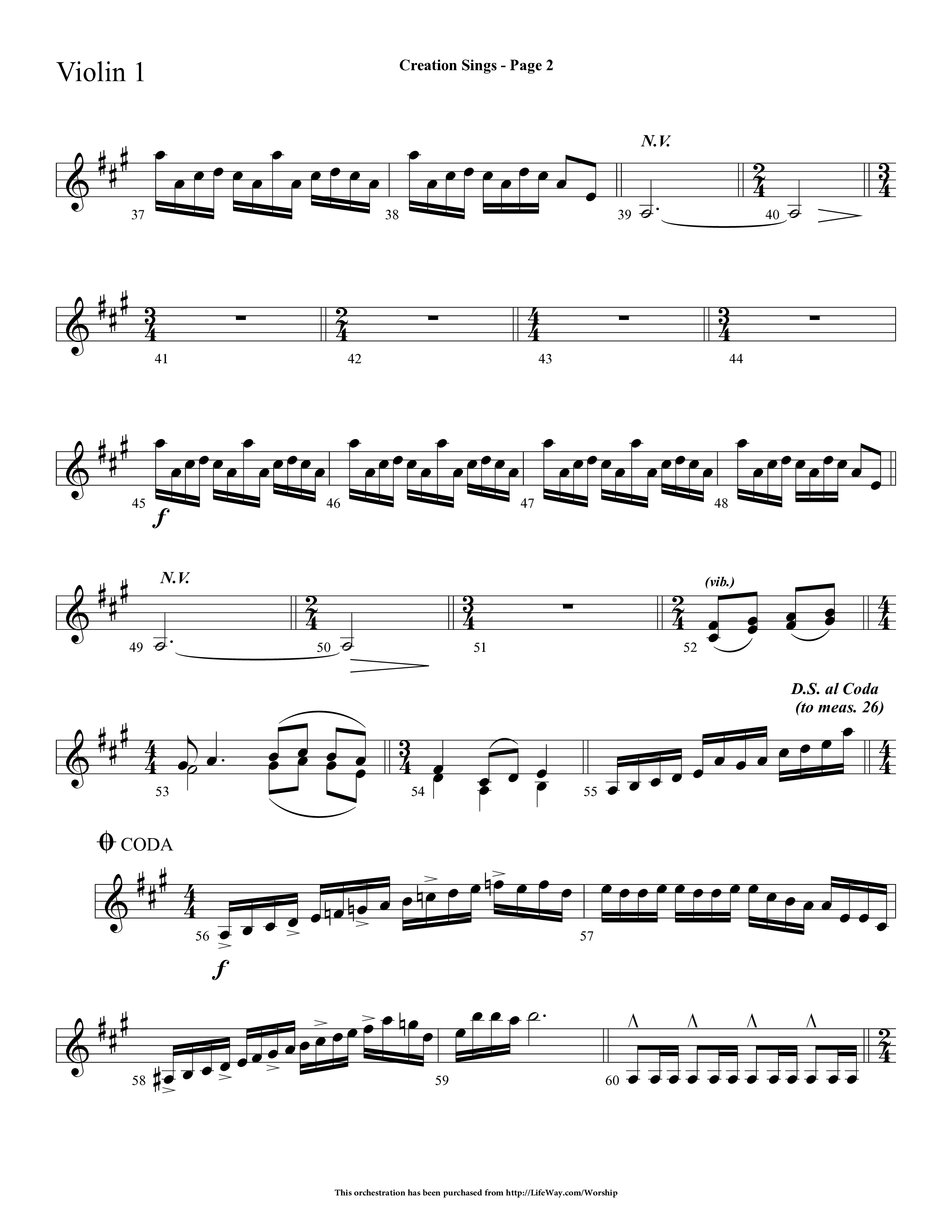 Creation Sings (Choral Anthem SATB) Violin 1 (Lifeway Choral / Arr. Dave Williamson)