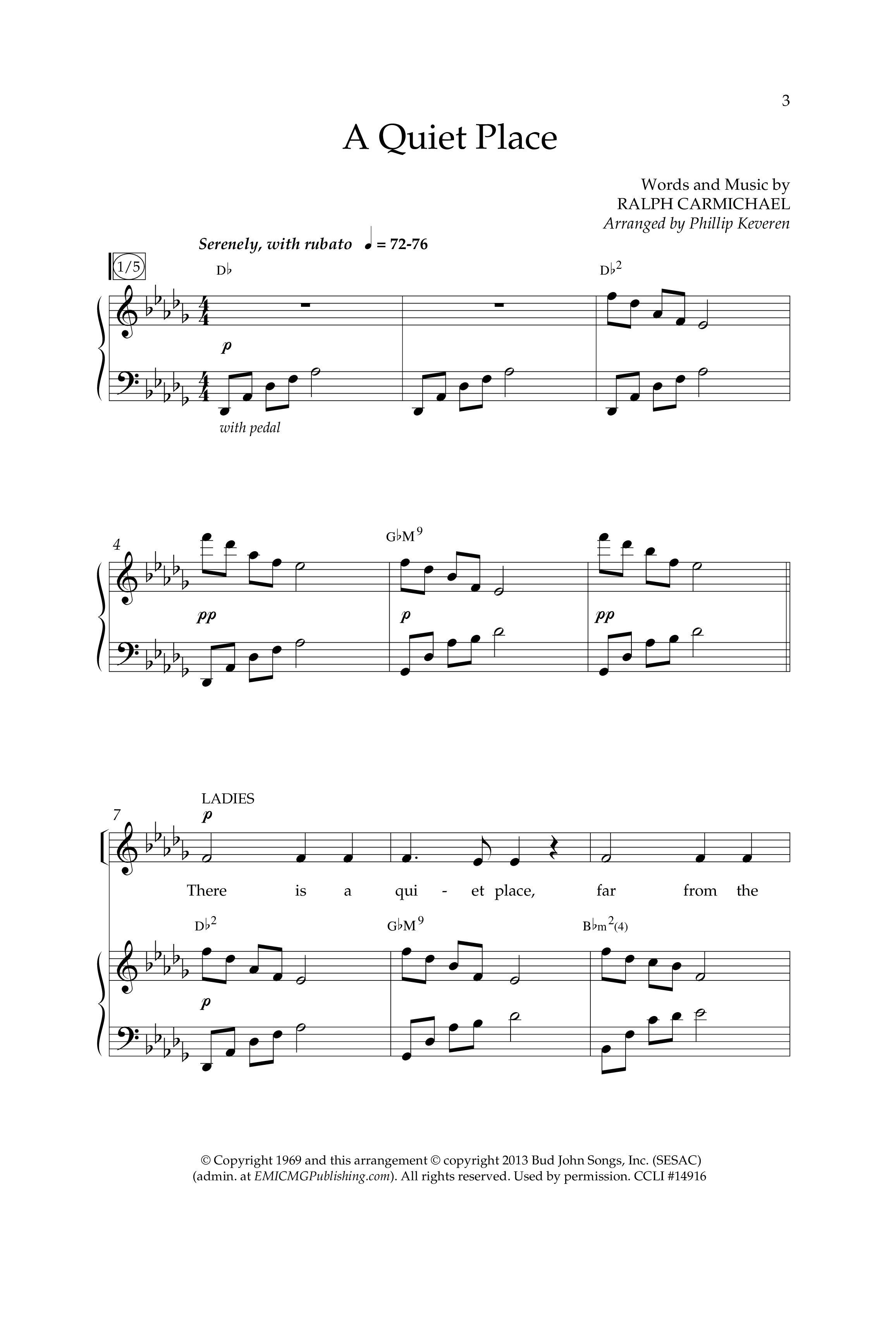 A Quiet Place (Choral Anthem SATB) Anthem (SATB/Piano) (Lifeway Choral / Arr. Phillip Keveren)
