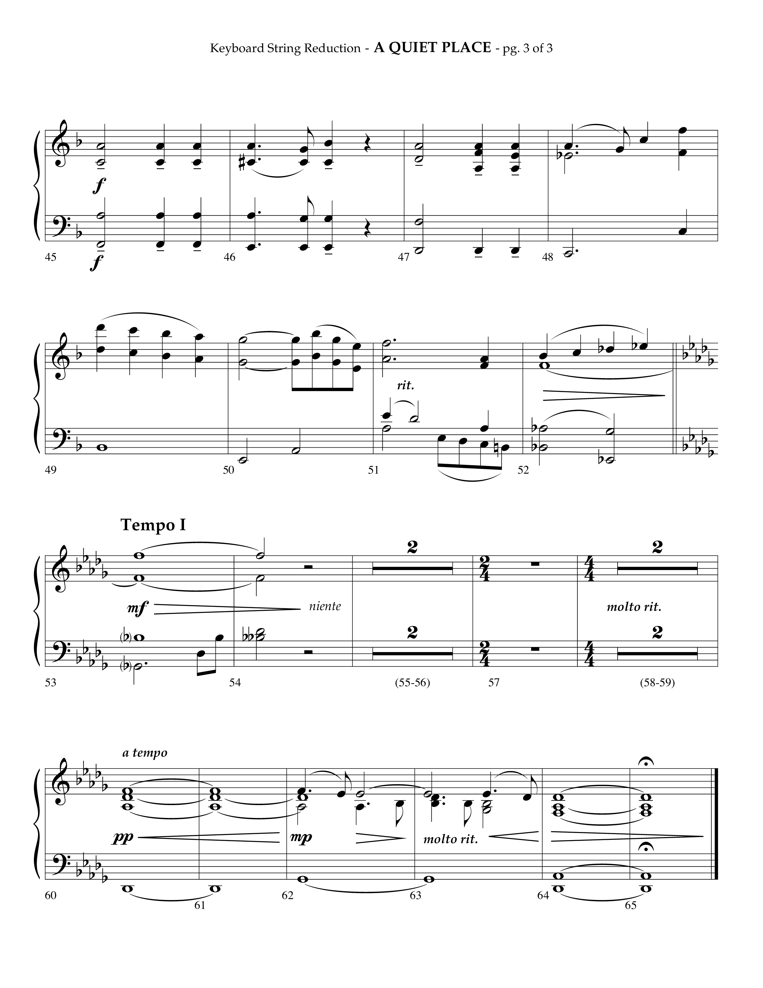 A Quiet Place (Choral Anthem SATB) String Reduction (Lifeway Choral / Arr. Phillip Keveren)