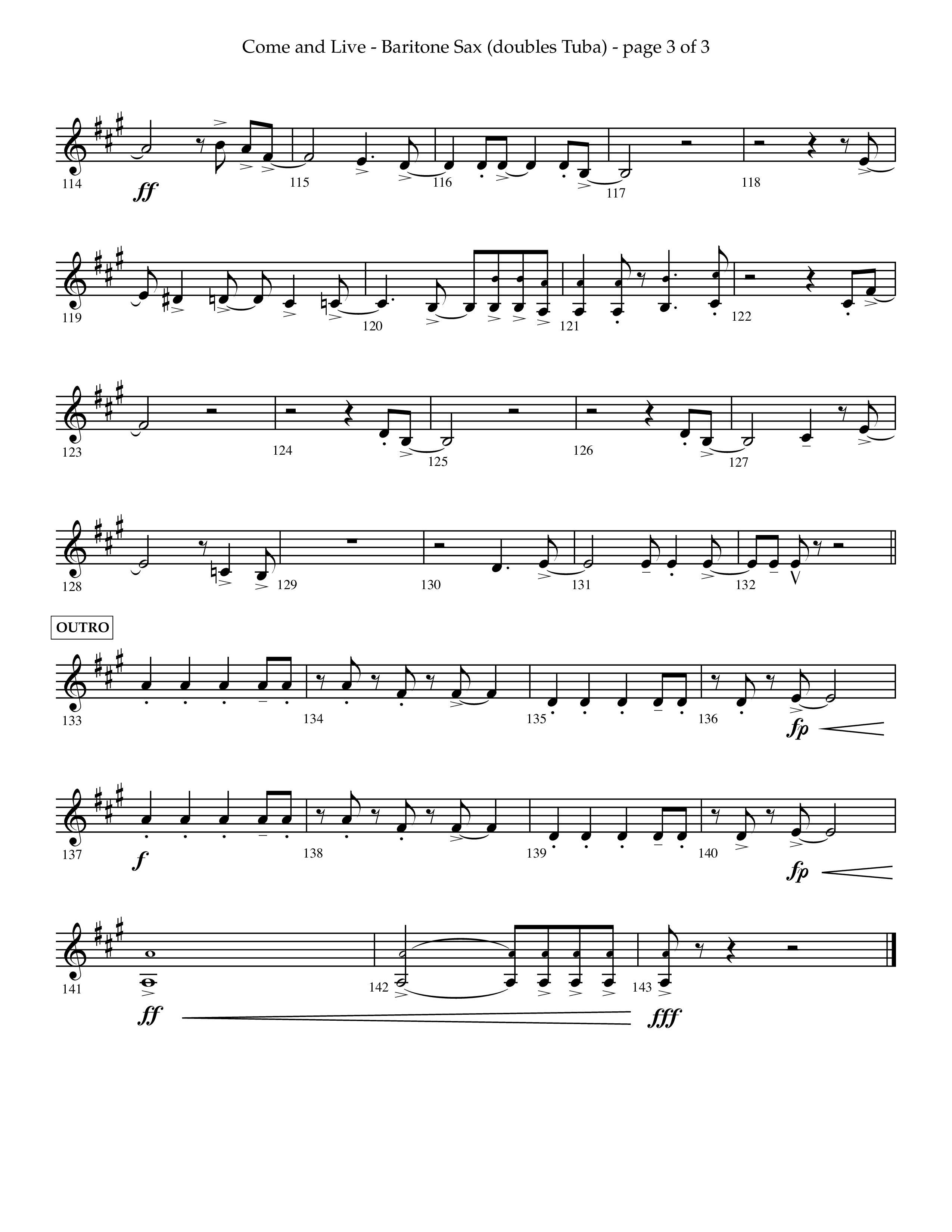 Come And Live (Choral Anthem SATB) Bari Sax (Lifeway Choral / Arr. John Bolin / Arr. Don Koch / Orch. Michael Lawrence)