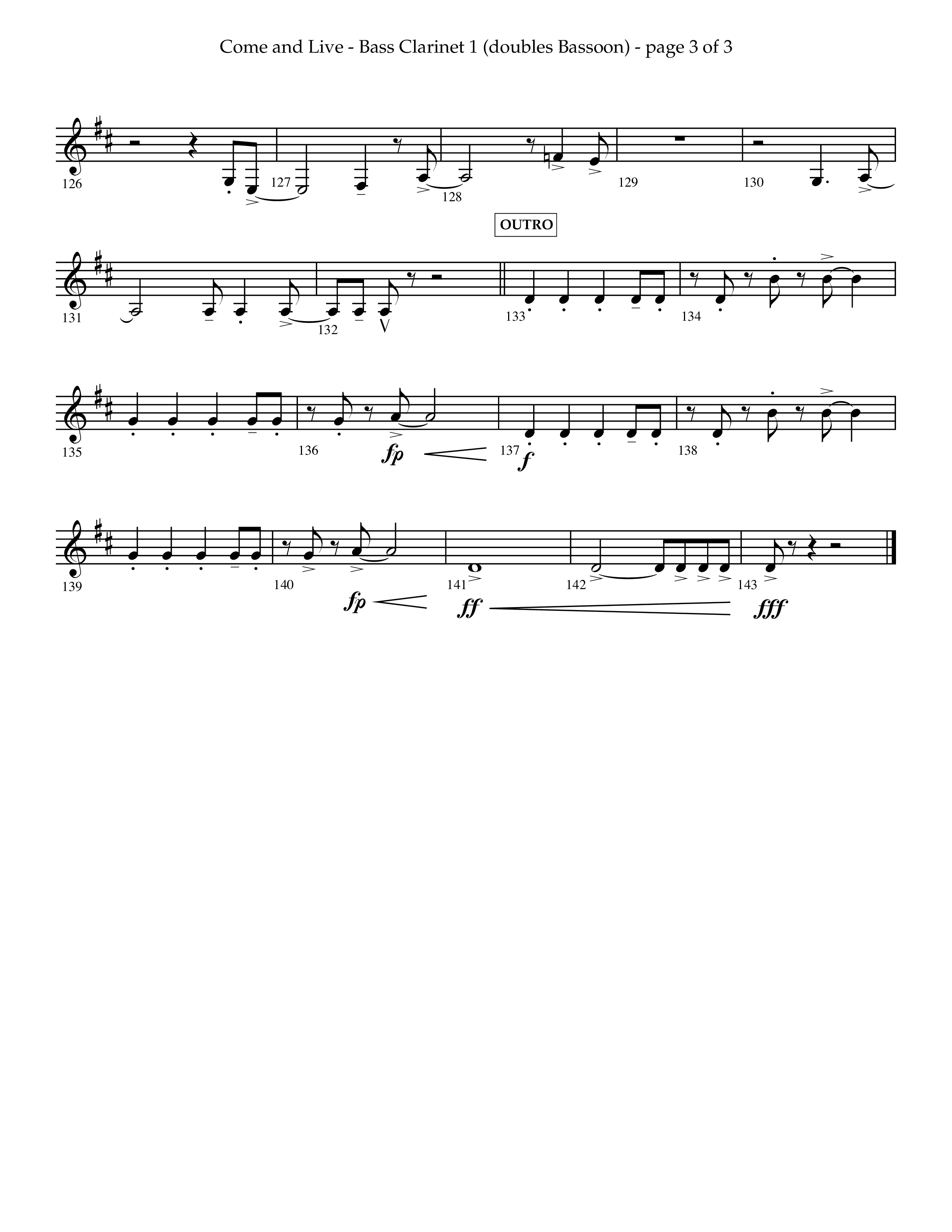 Come And Live (Choral Anthem SATB) Bass Clarinet (Lifeway Choral / Arr. John Bolin / Arr. Don Koch / Orch. Michael Lawrence)