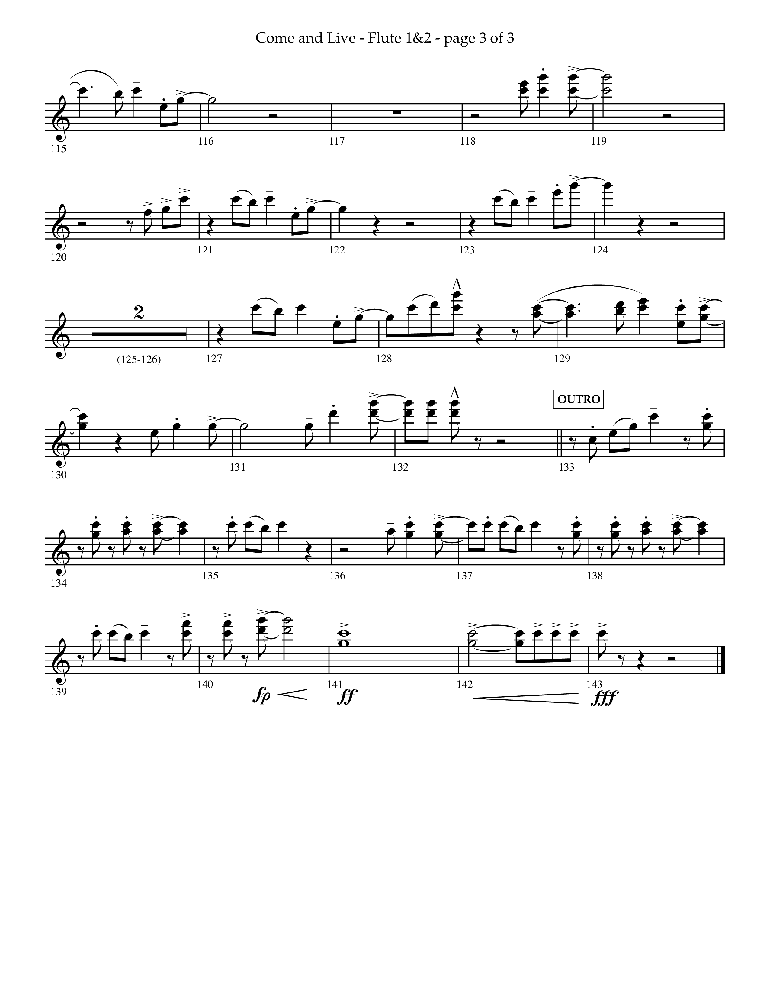 Come And Live (Choral Anthem SATB) Flute 1/2 (Lifeway Choral / Arr. John Bolin / Arr. Don Koch / Orch. Michael Lawrence)