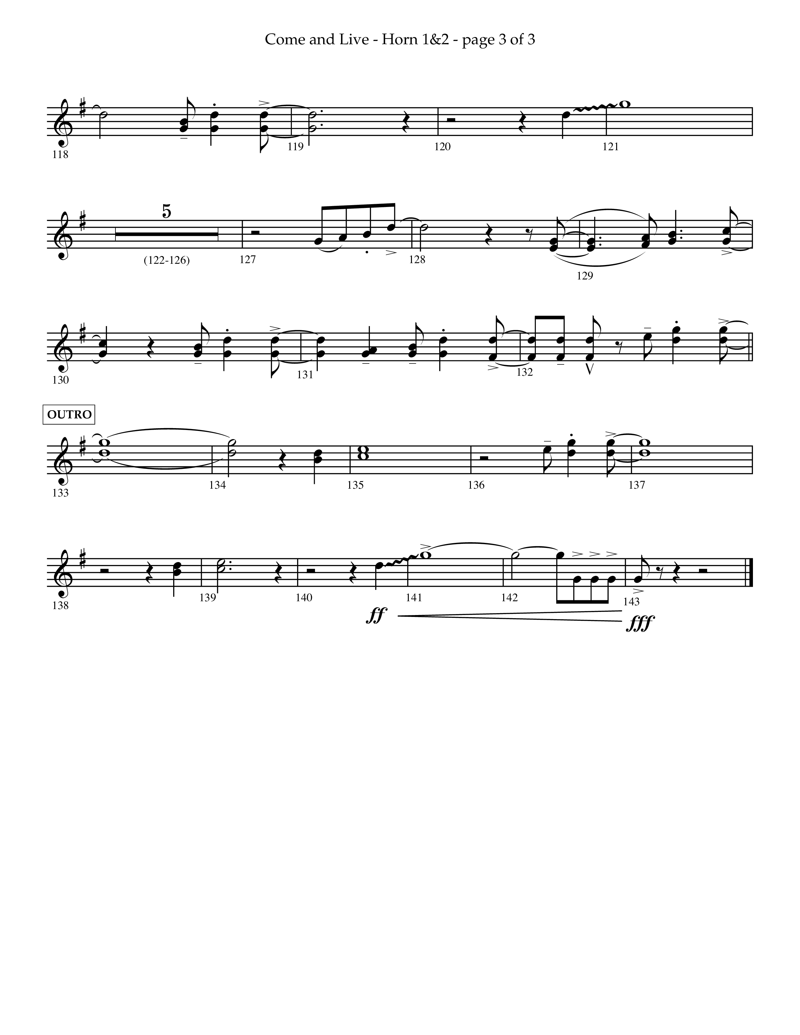 Come And Live (Choral Anthem SATB) French Horn 1/2 (Lifeway Choral / Arr. John Bolin / Arr. Don Koch / Orch. Michael Lawrence)
