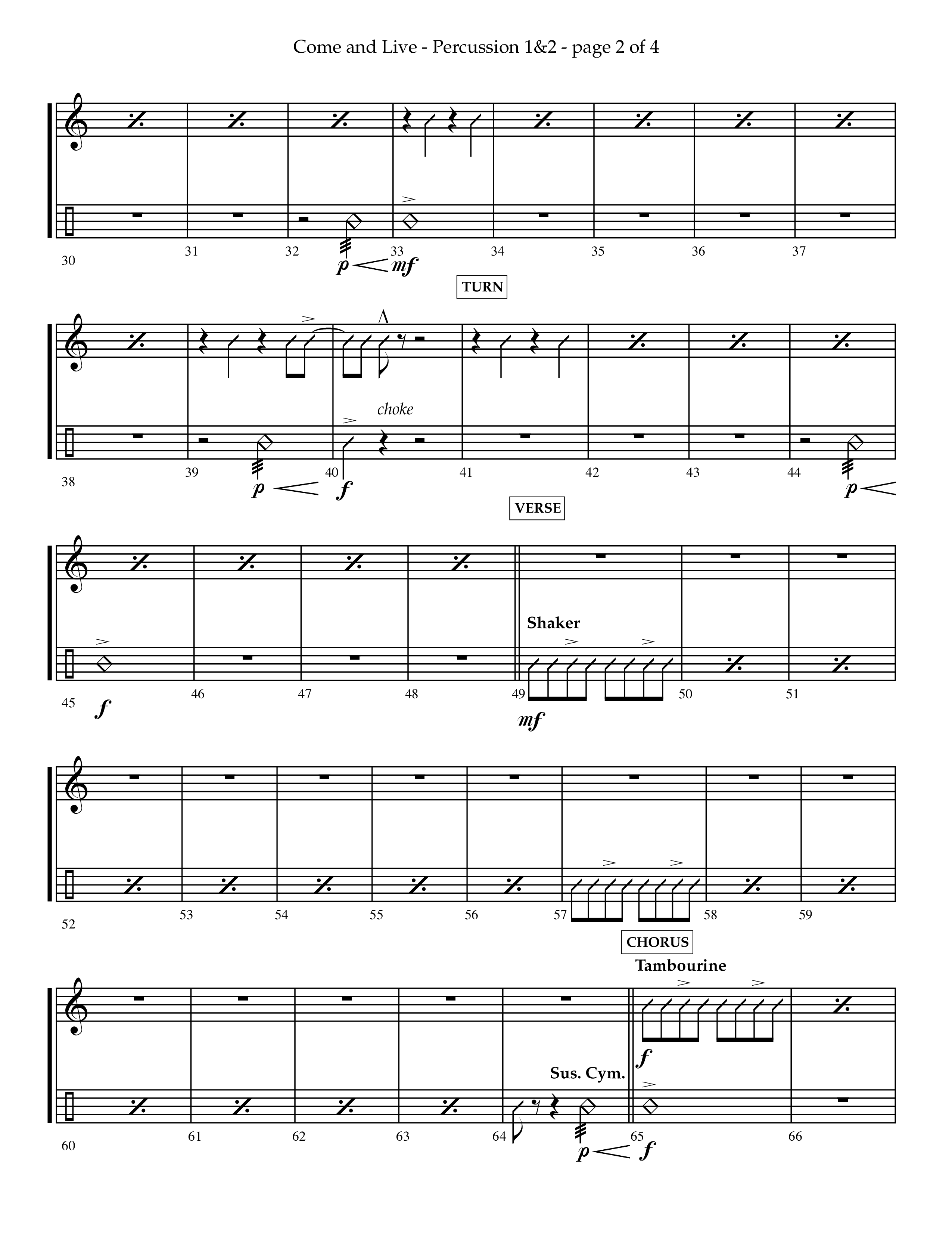 Come And Live (Choral Anthem SATB) Percussion 1/2 (Lifeway Choral / Arr. John Bolin / Arr. Don Koch / Orch. Michael Lawrence)
