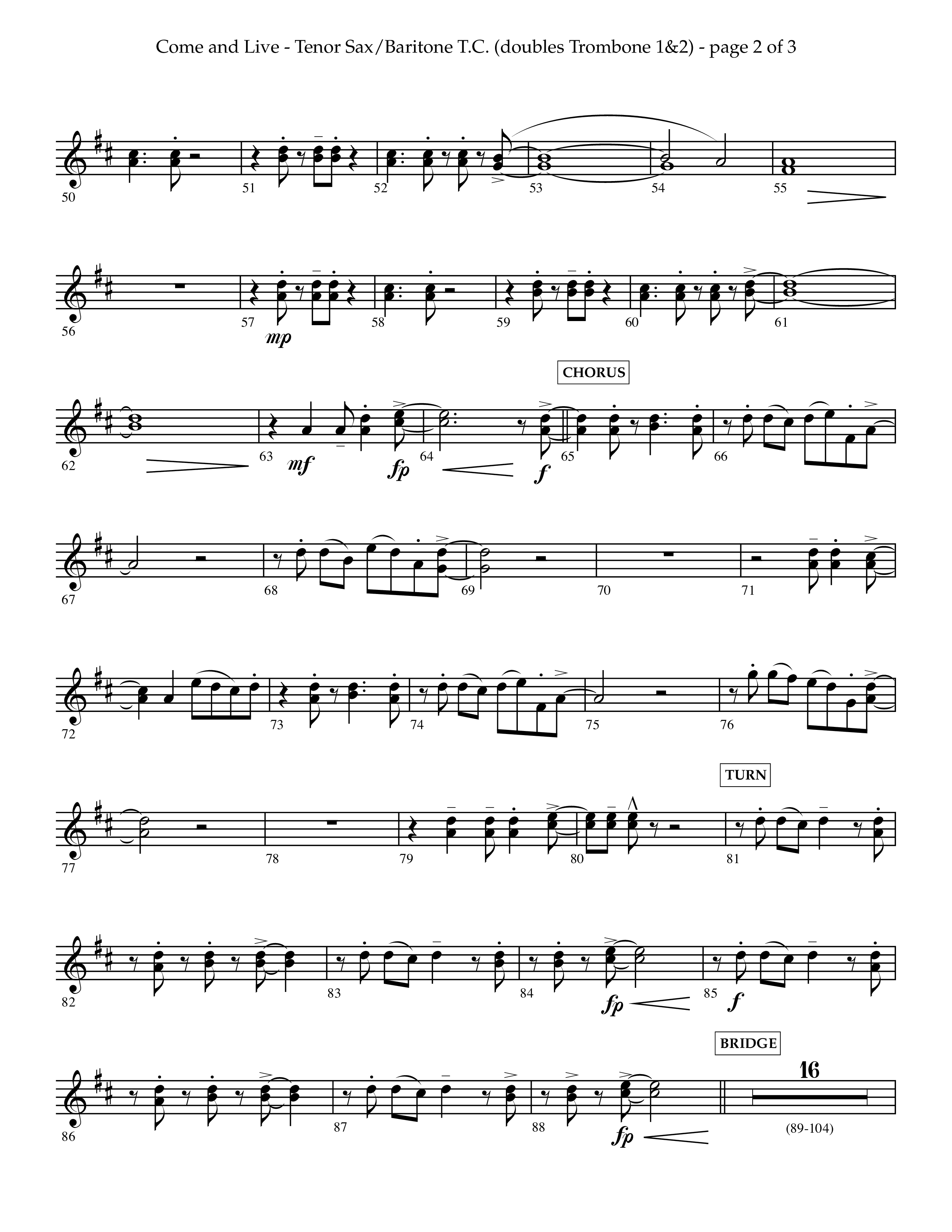 Come And Live (Choral Anthem SATB) Tenor Sax/Baritone T.C. (Lifeway Choral / Arr. John Bolin / Arr. Don Koch / Orch. Michael Lawrence)