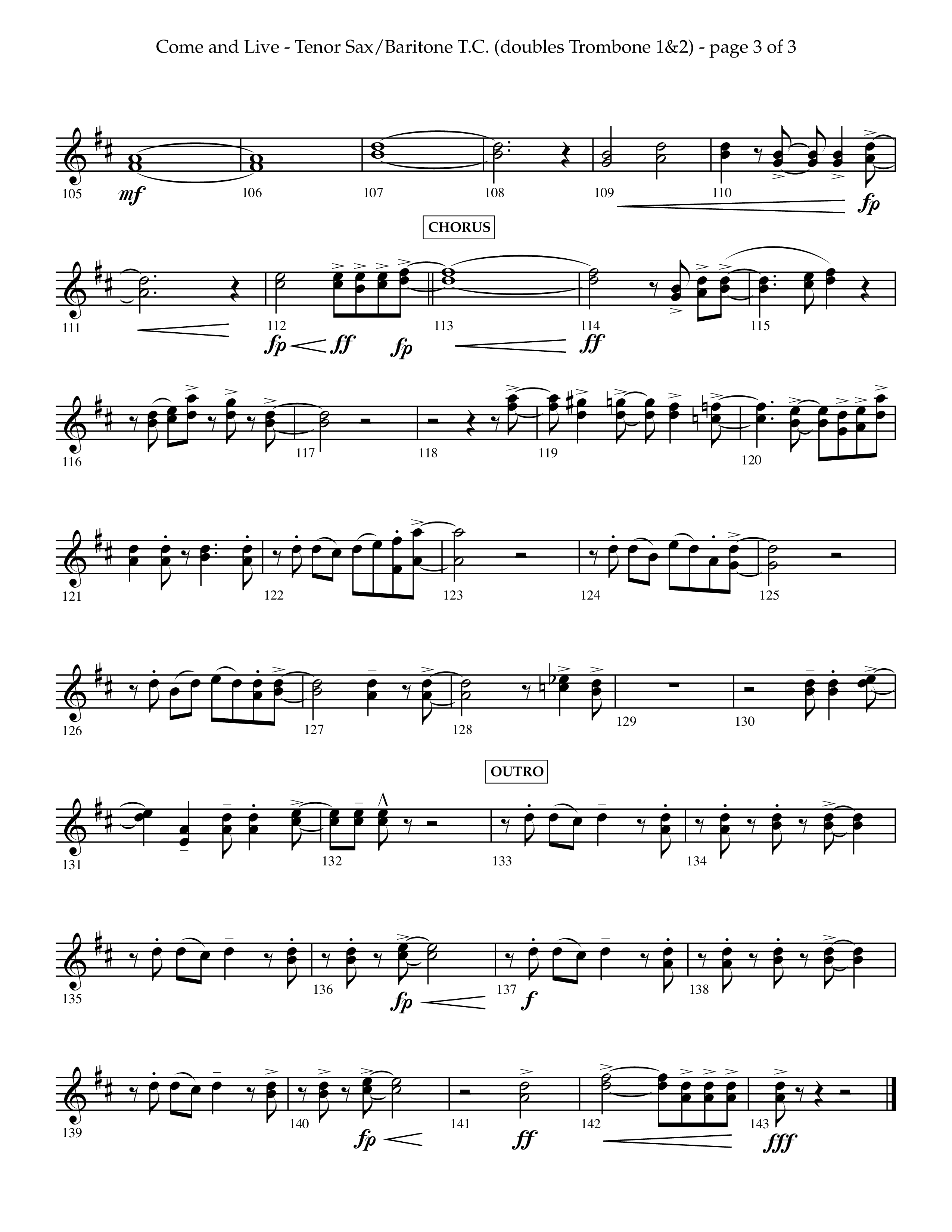 Come And Live (Choral Anthem SATB) Tenor Sax/Baritone T.C. (Lifeway Choral / Arr. John Bolin / Arr. Don Koch / Orch. Michael Lawrence)