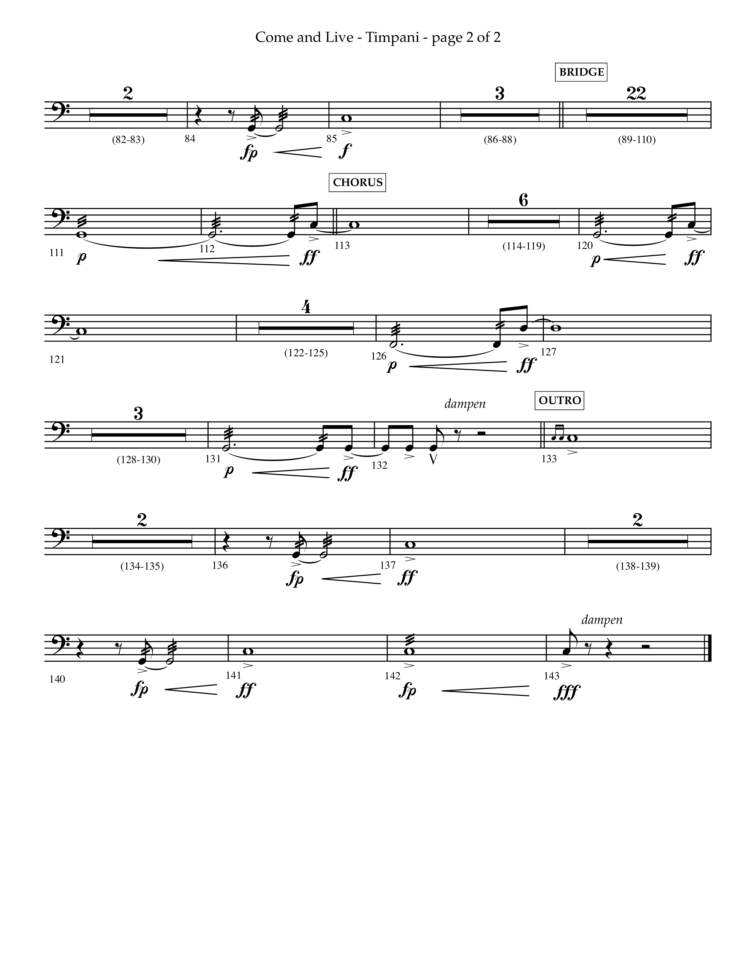 Come And Live (Choral Anthem SATB) Timpani (Lifeway Choral / Arr. John Bolin / Arr. Don Koch / Orch. Michael Lawrence)