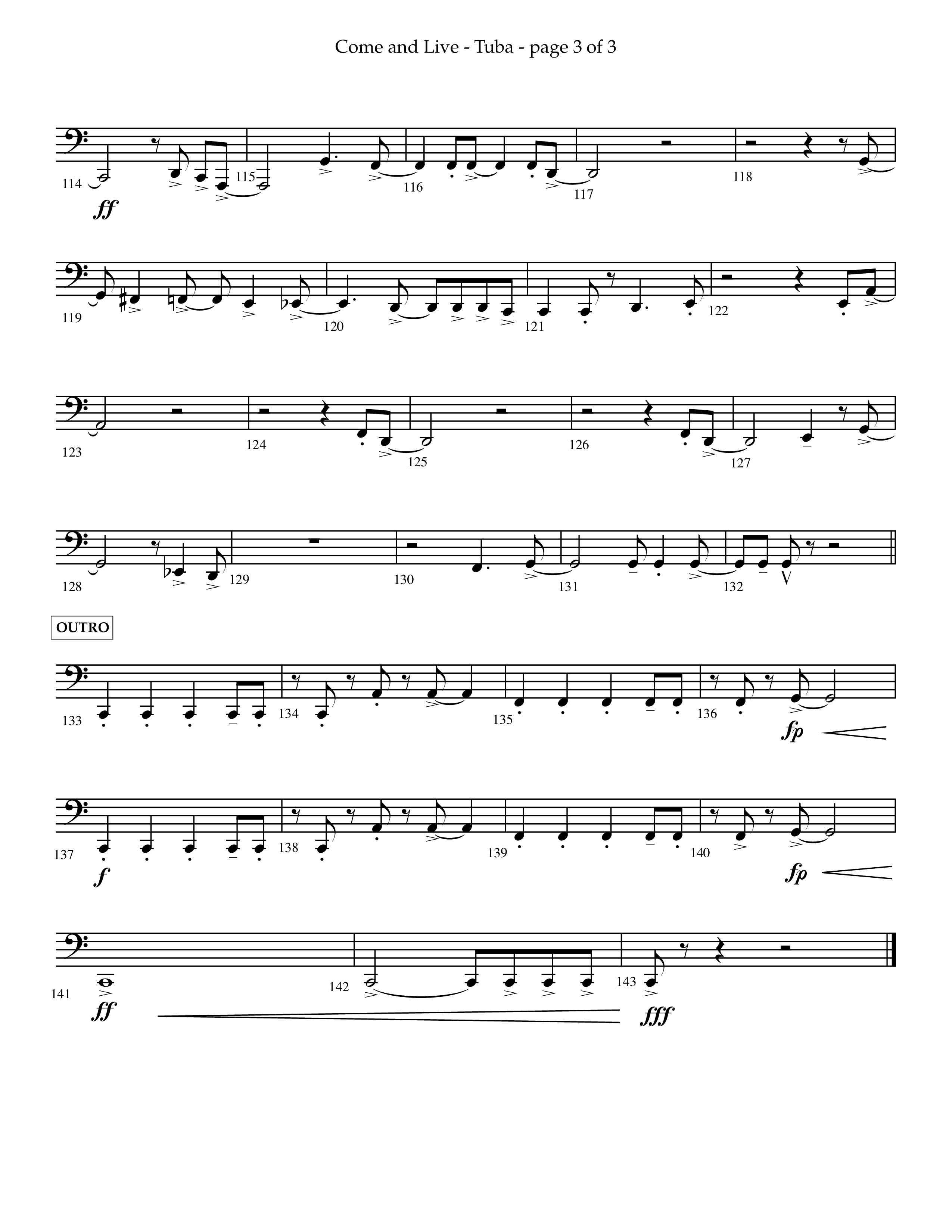 Come And Live (Choral Anthem SATB) Tuba (Lifeway Choral / Arr. John Bolin / Arr. Don Koch / Orch. Michael Lawrence)