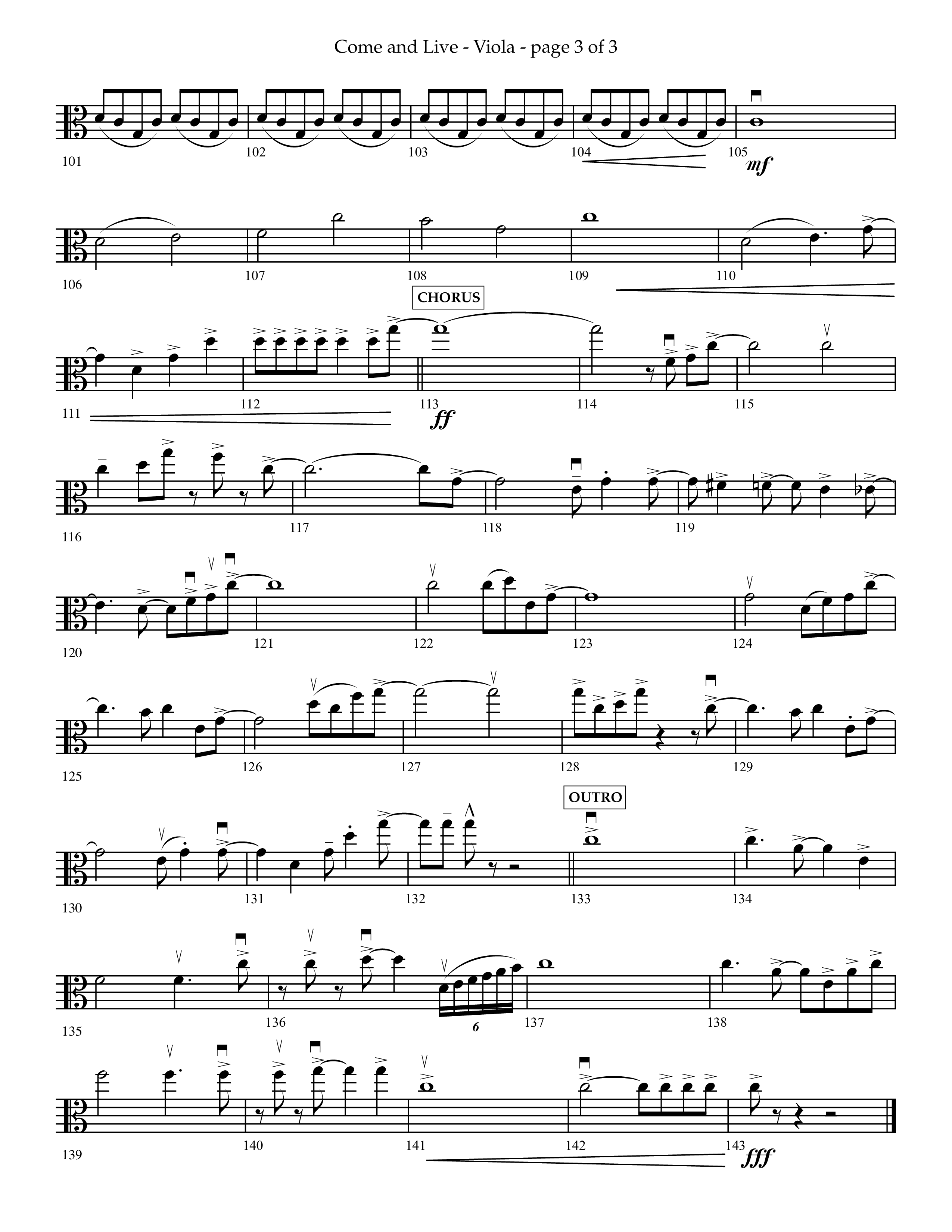 Come And Live (Choral Anthem SATB) Viola (Lifeway Choral / Arr. John Bolin / Arr. Don Koch / Orch. Michael Lawrence)