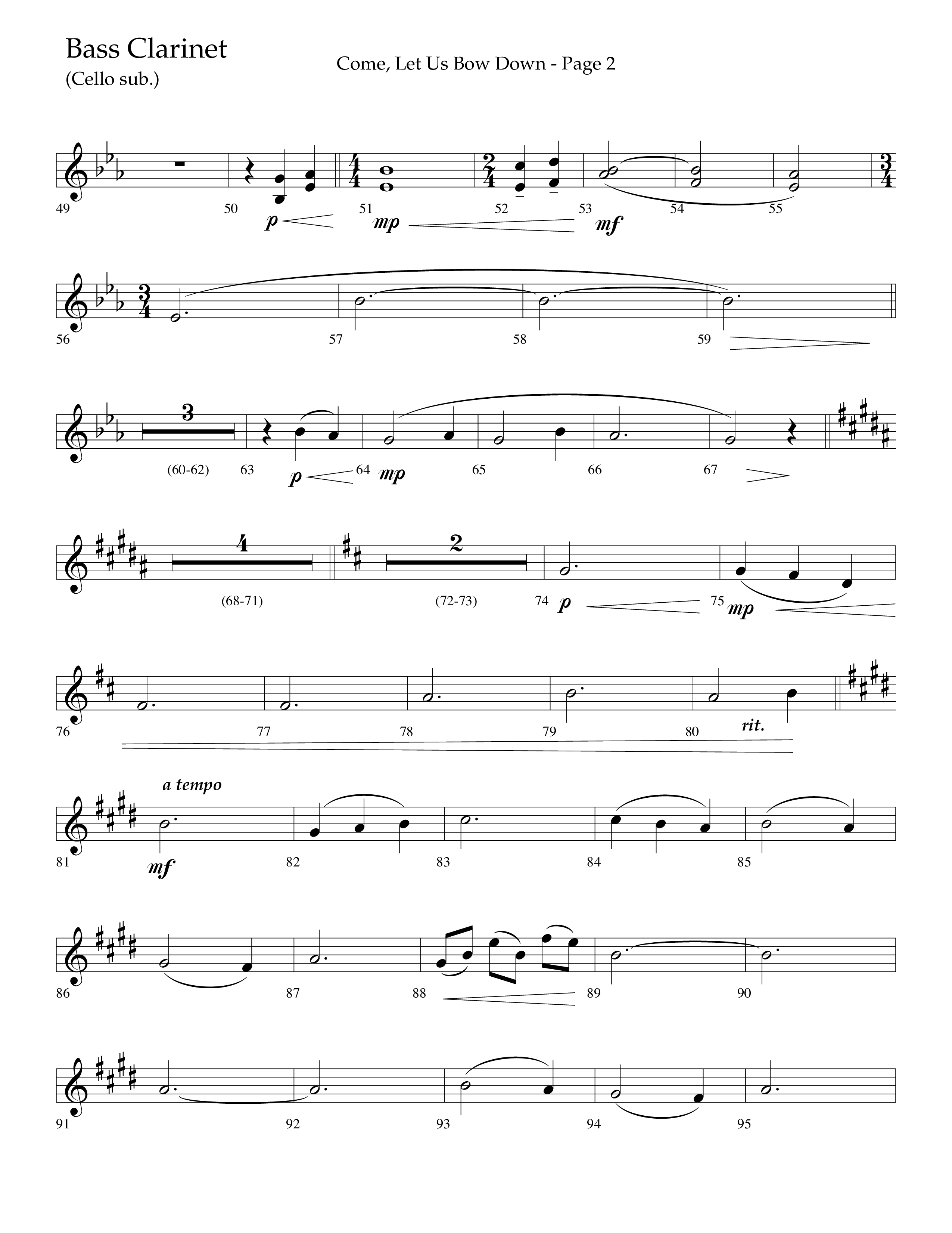 Come Let Us Bow Down (Choral Anthem SATB) Bass Clarinet (Lifeway Choral / Arr. Cliff Duren)